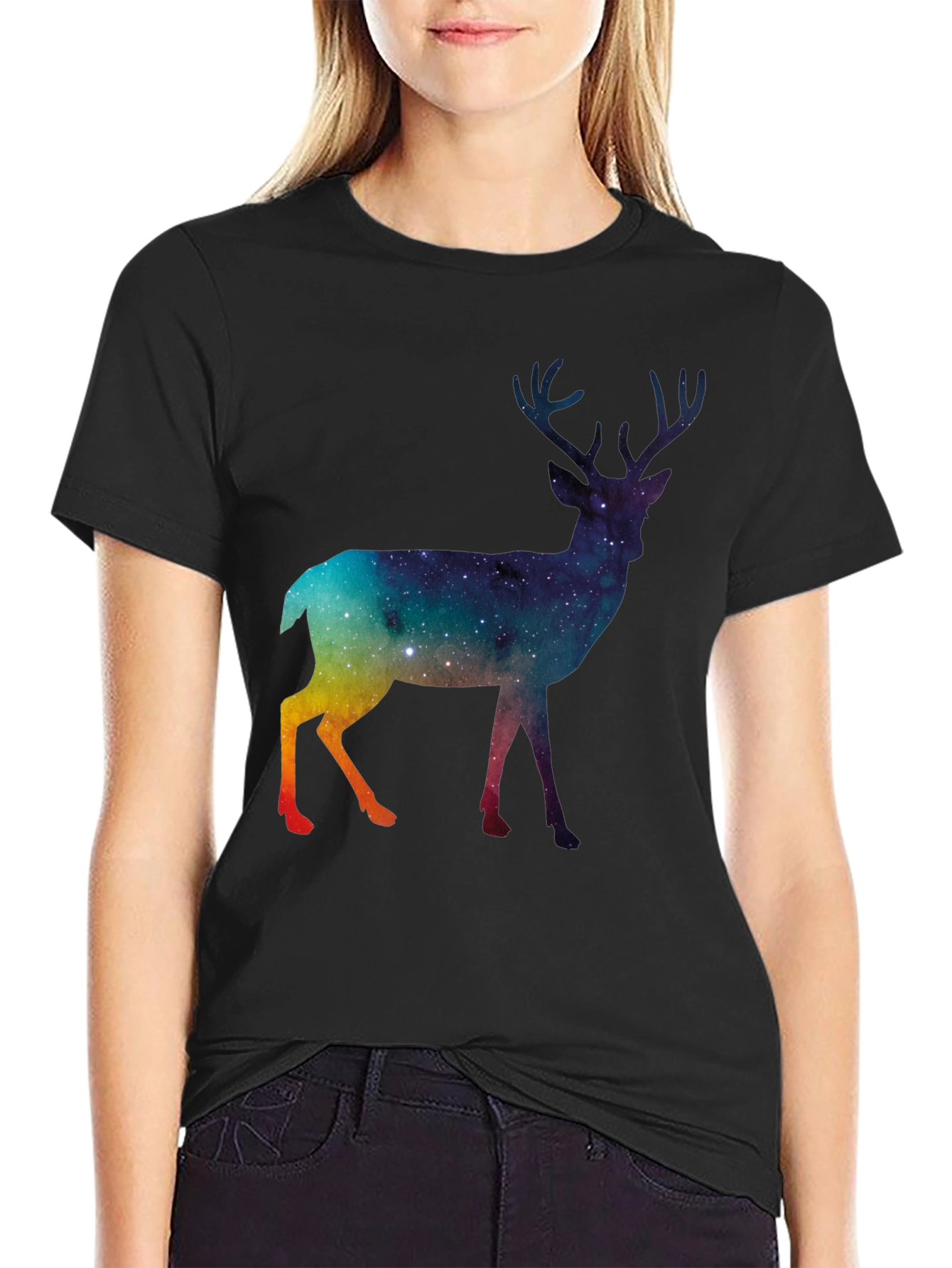 Galaxy Deer Graphic T-Shirt