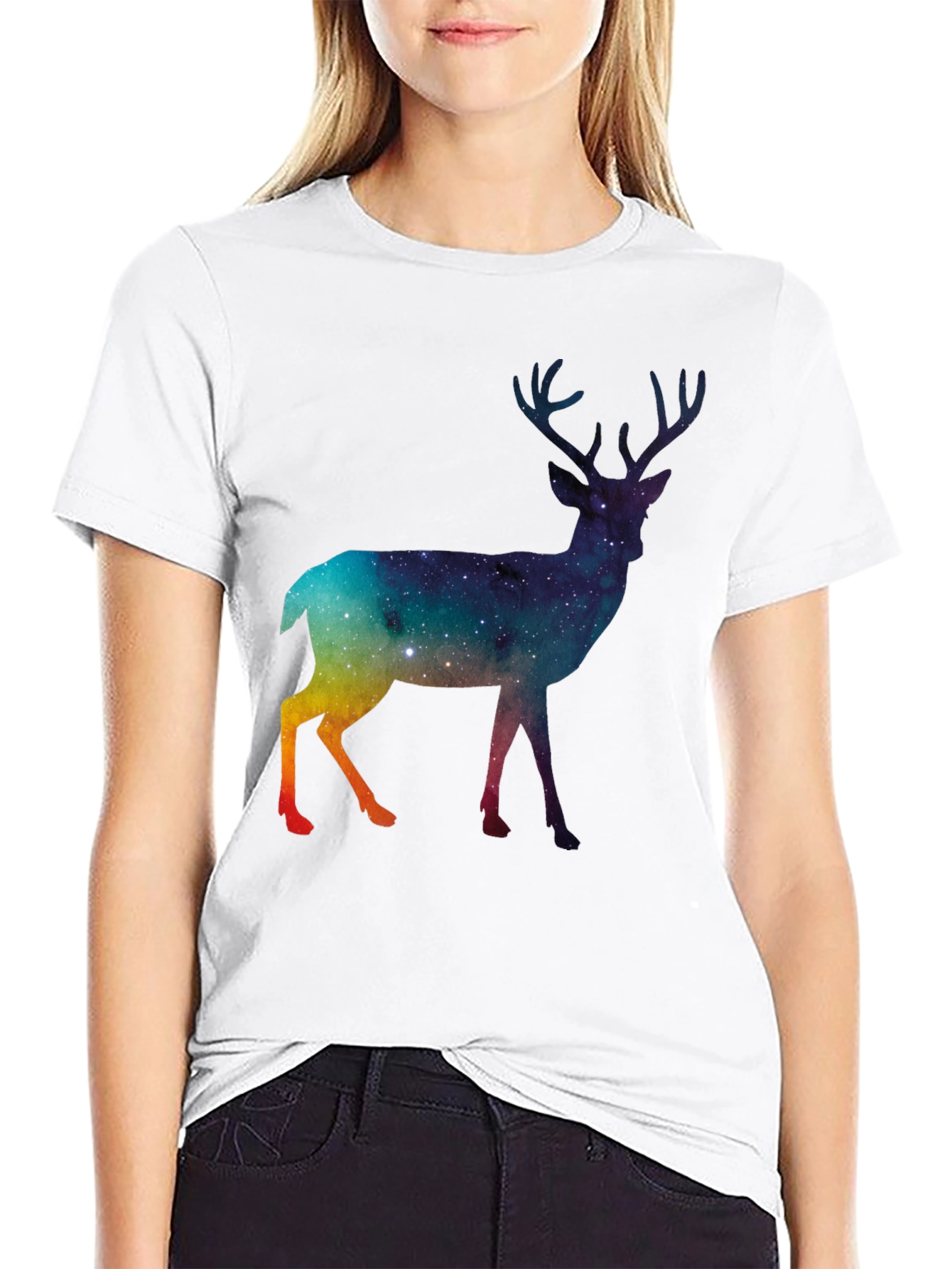 Galaxy Deer Graphic T-Shirt
