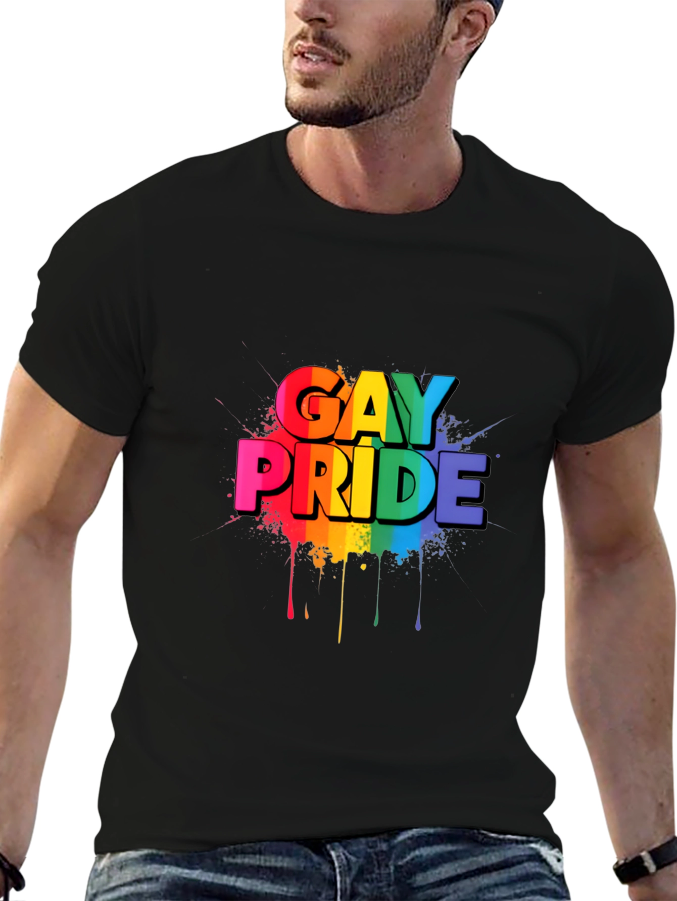 Gay Pride Rainbow Graphic Black T-Shirt