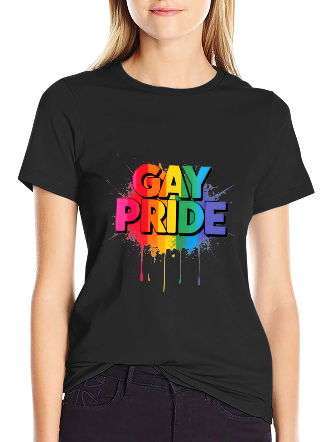 Gay Pride Rainbow Graphic Black T-Shirt