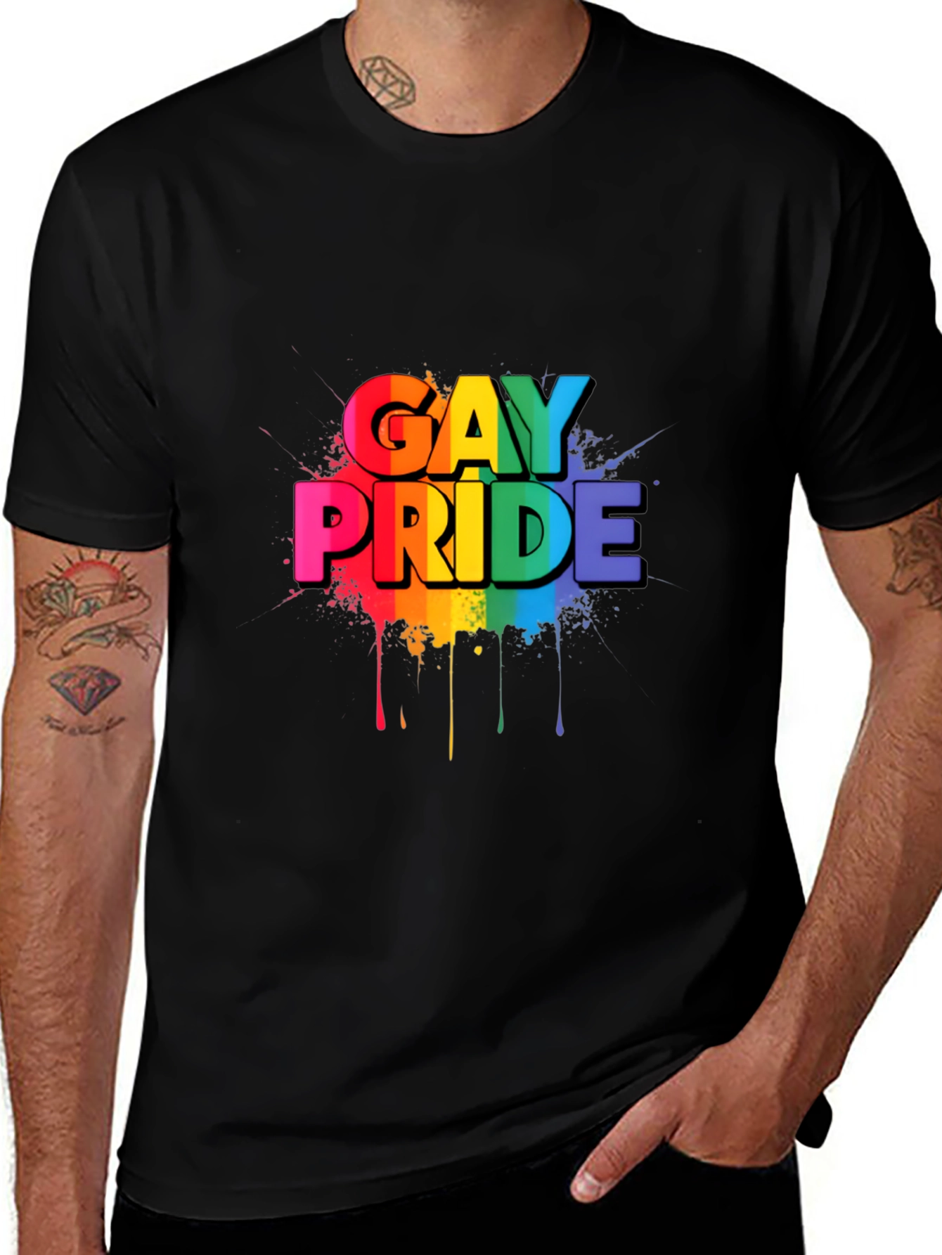 Gay Pride Rainbow Graphic Black T-Shirt