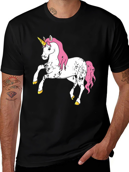 Unicorn Graphic Print T-Shirt - Mens Black Tee