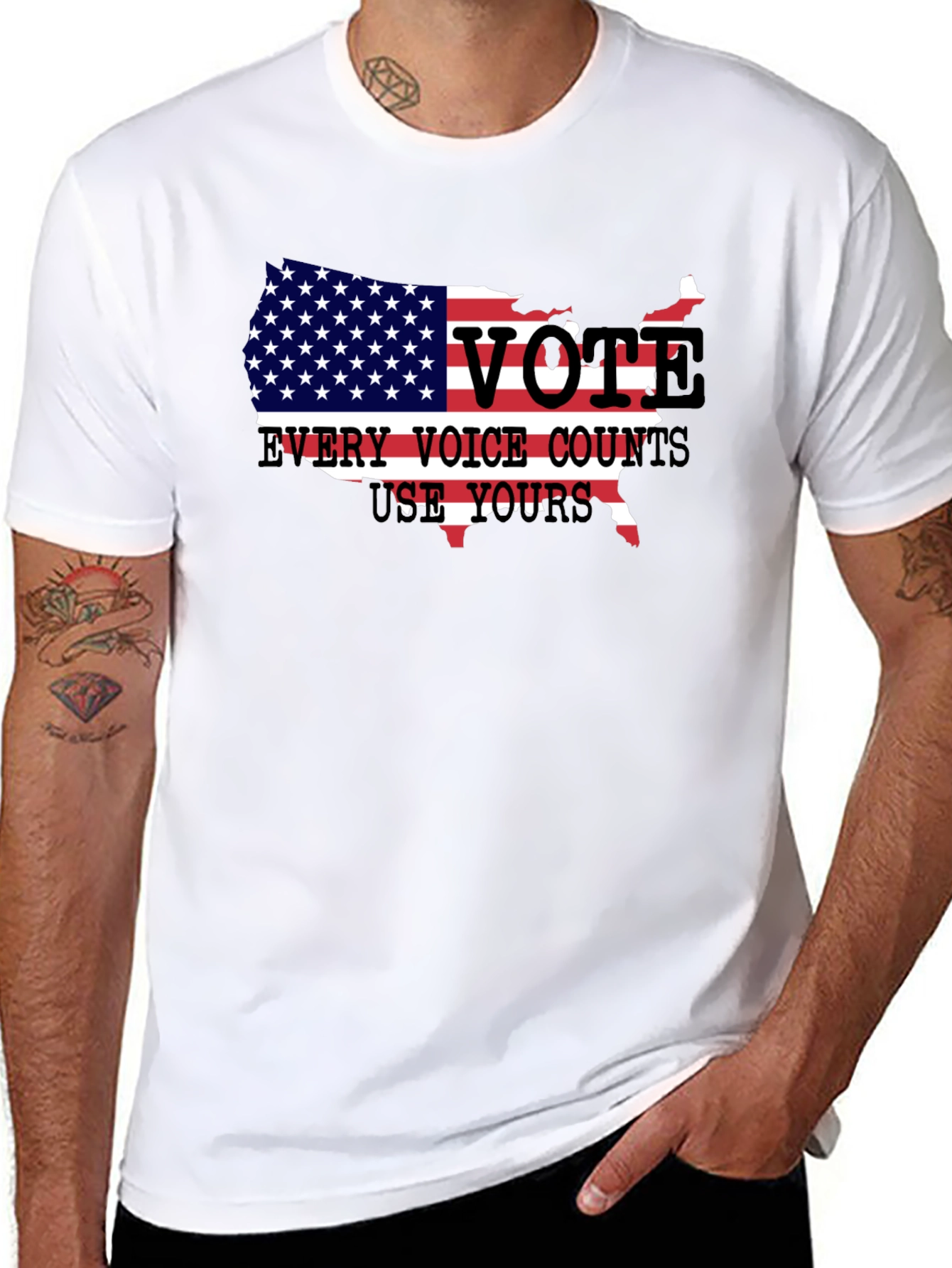 Vote USA Patriotic T-Shirt - Every Voice Counts