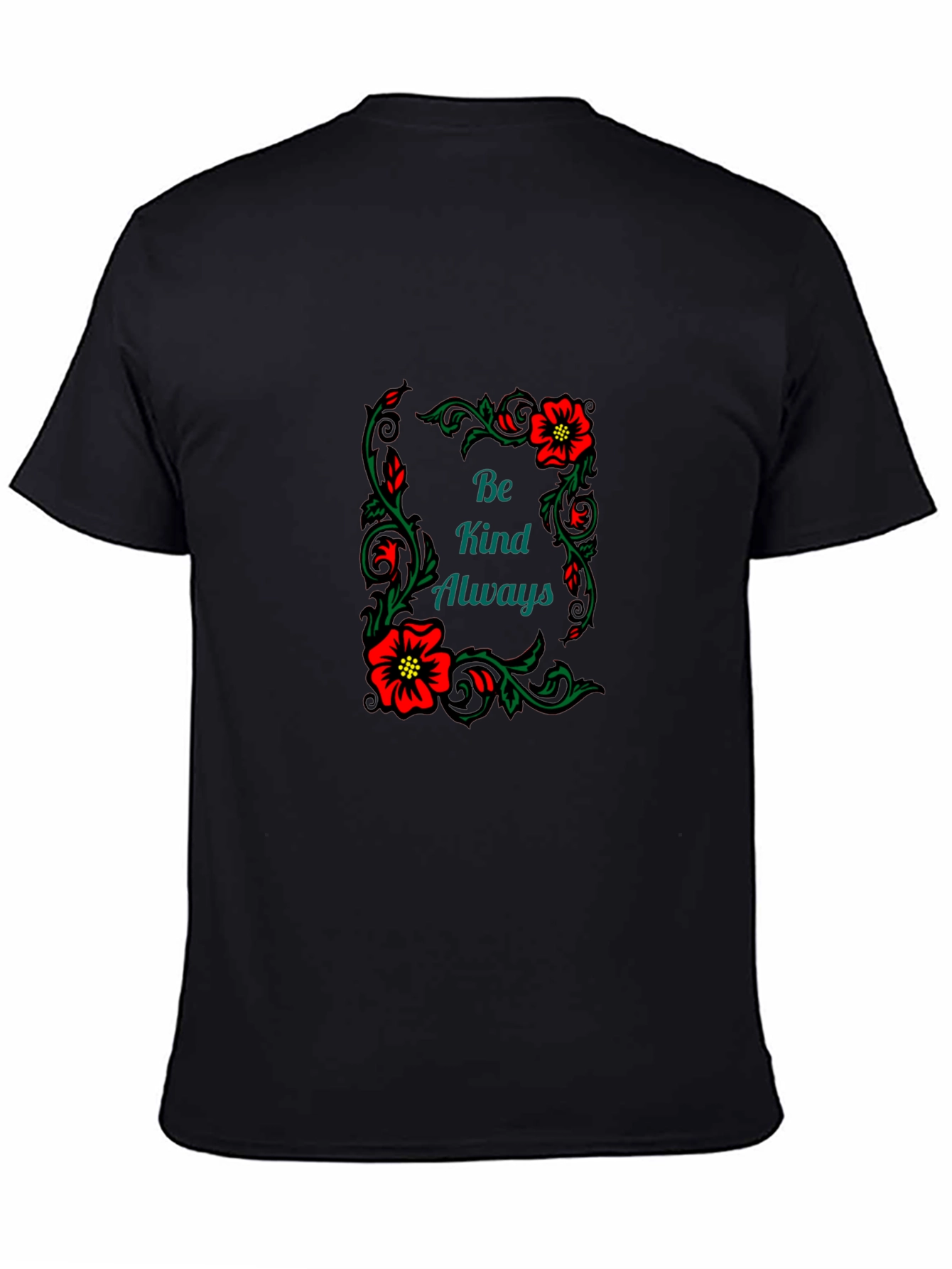 Kindness Always Floral Graphic Tee - Black