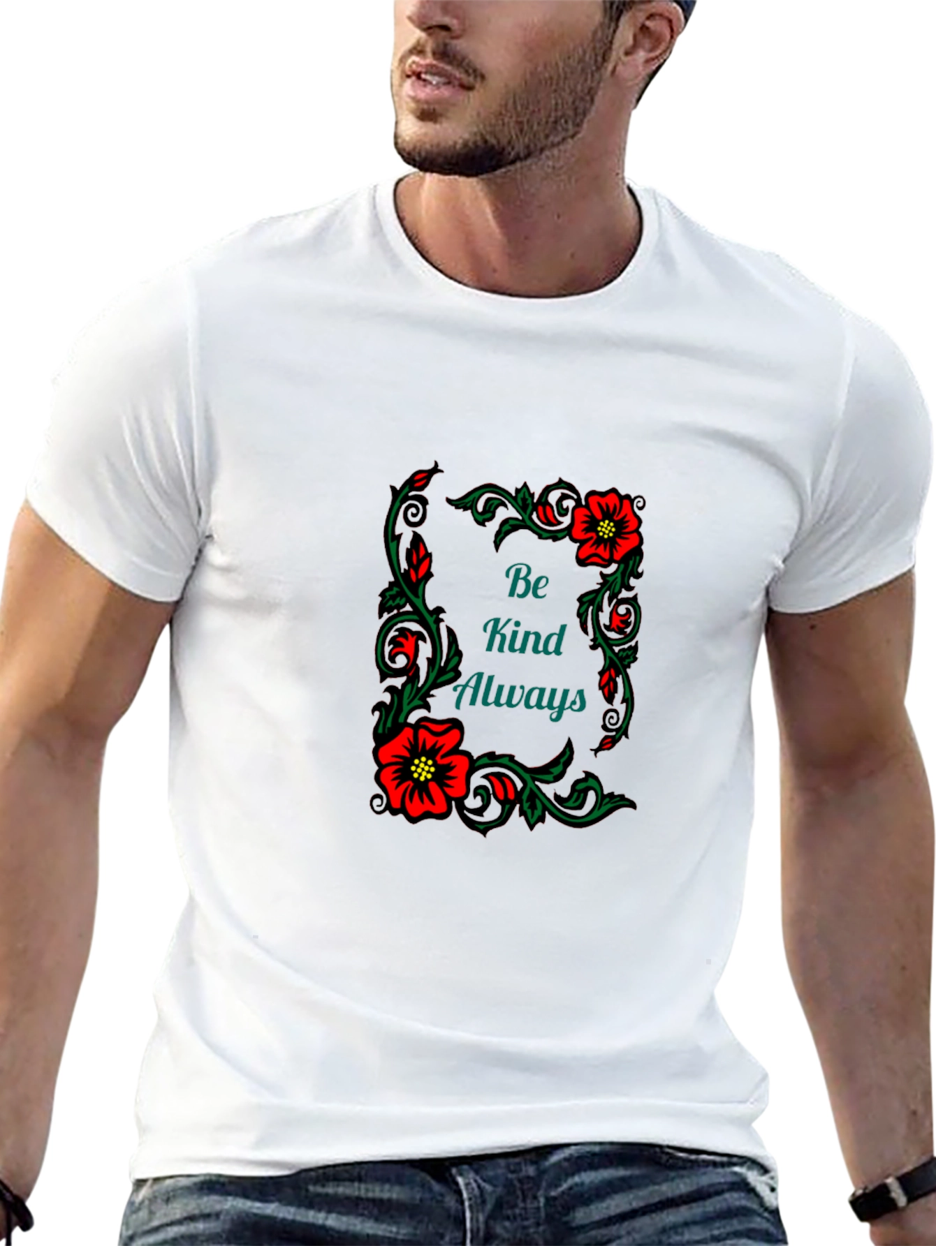 Kindness Always Floral Graphic Tee - Black