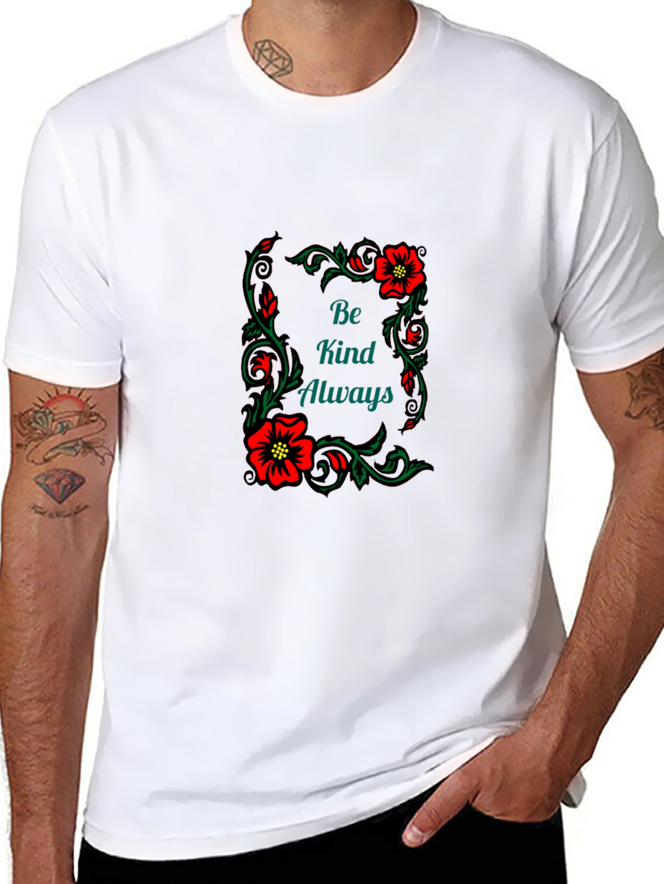 Kindness Always Floral Graphic Tee - Black