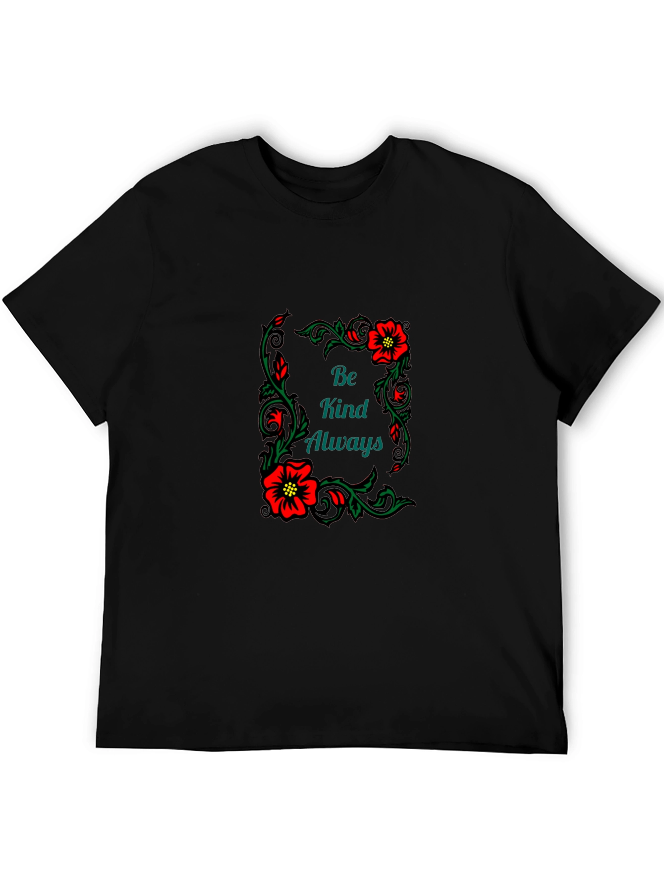 Kindness Always Floral Graphic Tee - Black