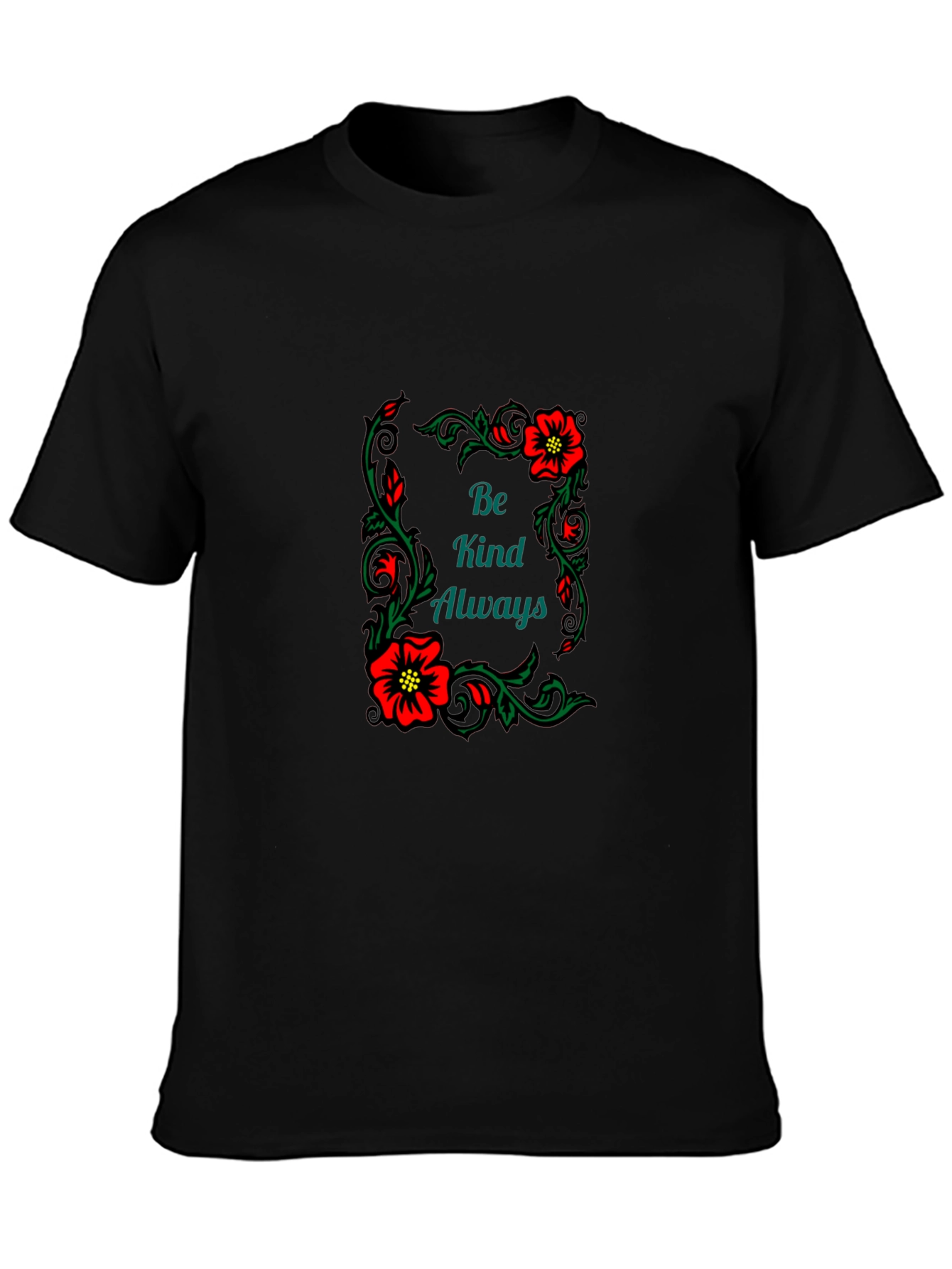 Kindness Always Floral Graphic Tee - Black