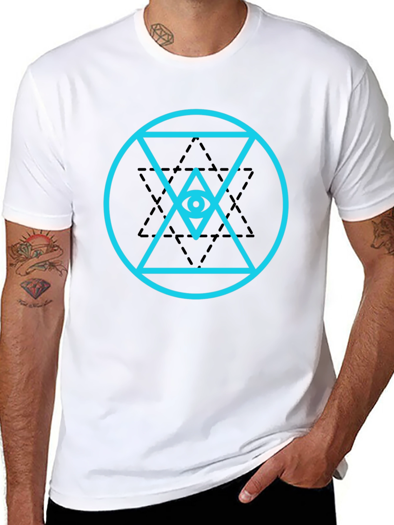 Eye in Triangle Graphic Tee - Black Cotton Blend