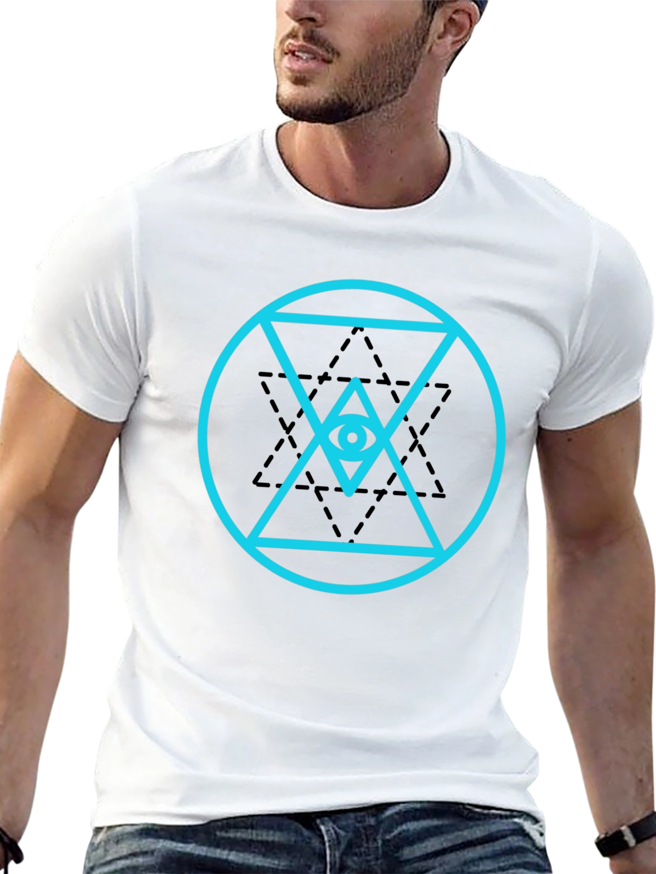 Eye in Triangle Graphic Tee - Black Cotton Blend
