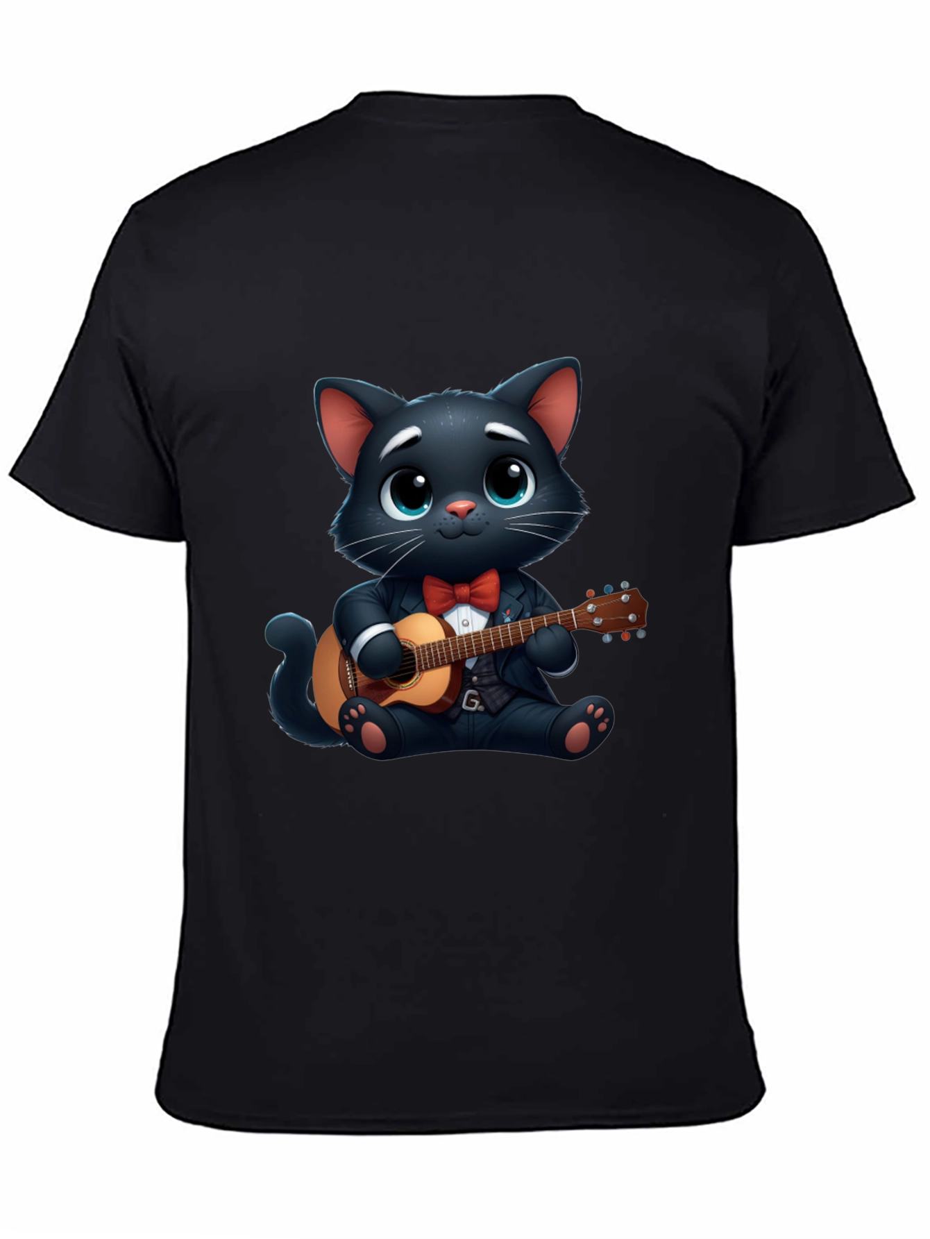 Cat Playing Guitar T-Shirt - Cute Cartoon Animal Tee