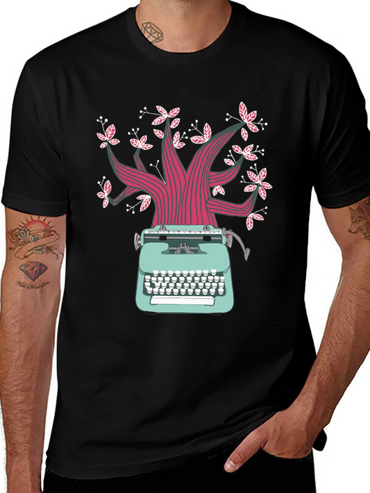 Typewriter Tree Graphic Tee - Creative Writing Shirt