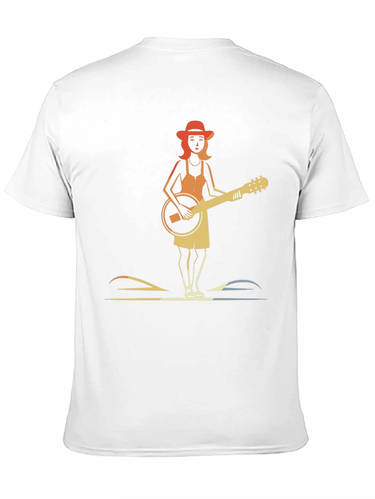 Banjo Girl Graphic Tee - Retro Style Black T-Shirt
