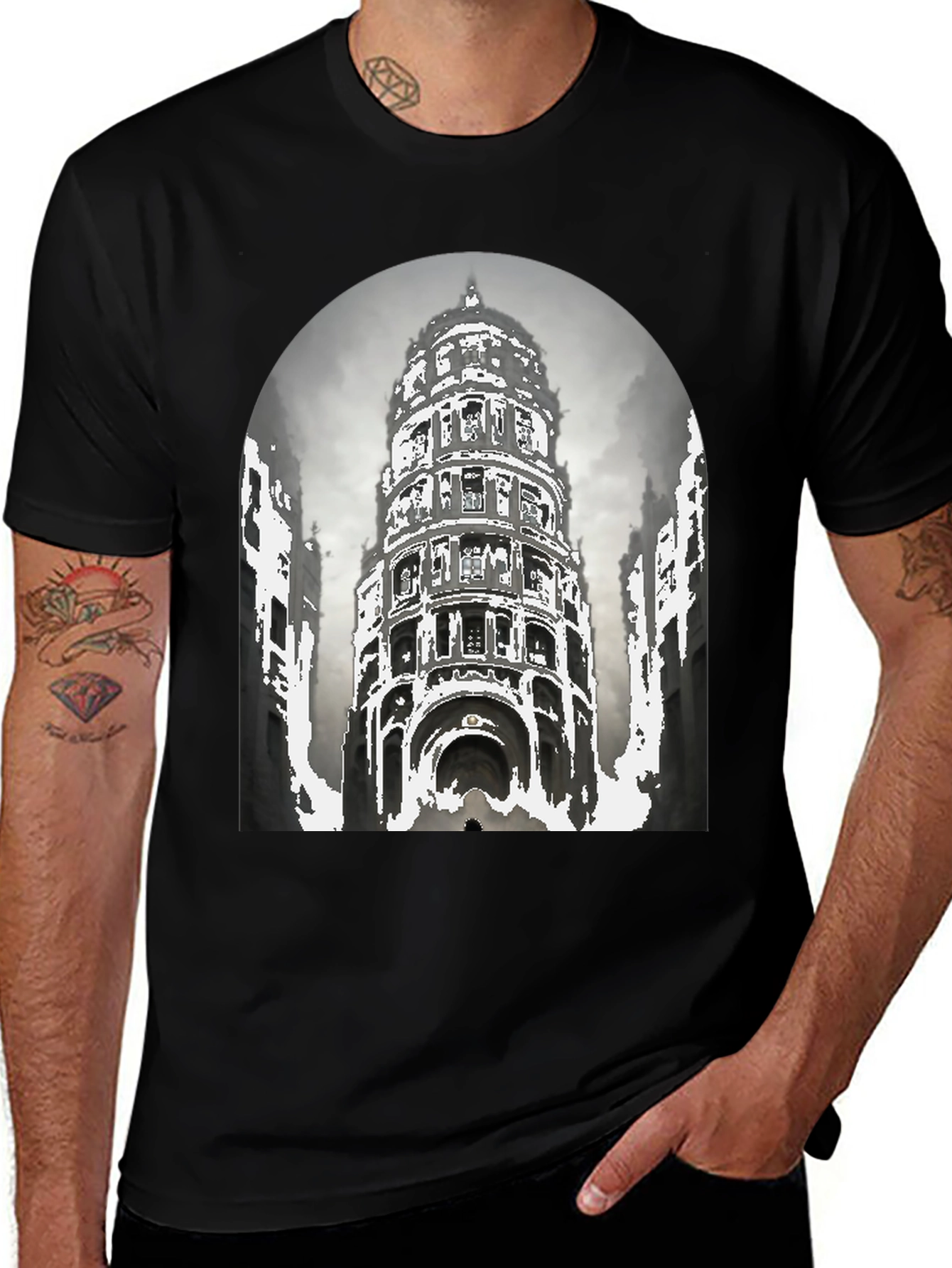 Architectural Graphic Tee - Urban Style Comfortable Fit