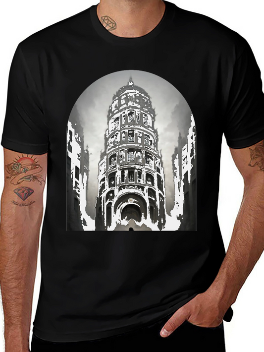 Architectural Graphic Tee - Urban Style Comfortable Fit