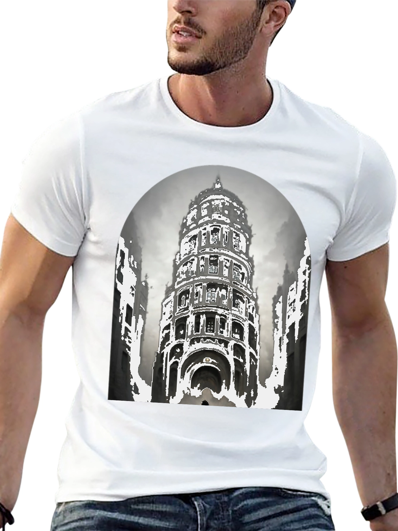 Architectural Graphic Tee - Urban Style Comfortable Fit