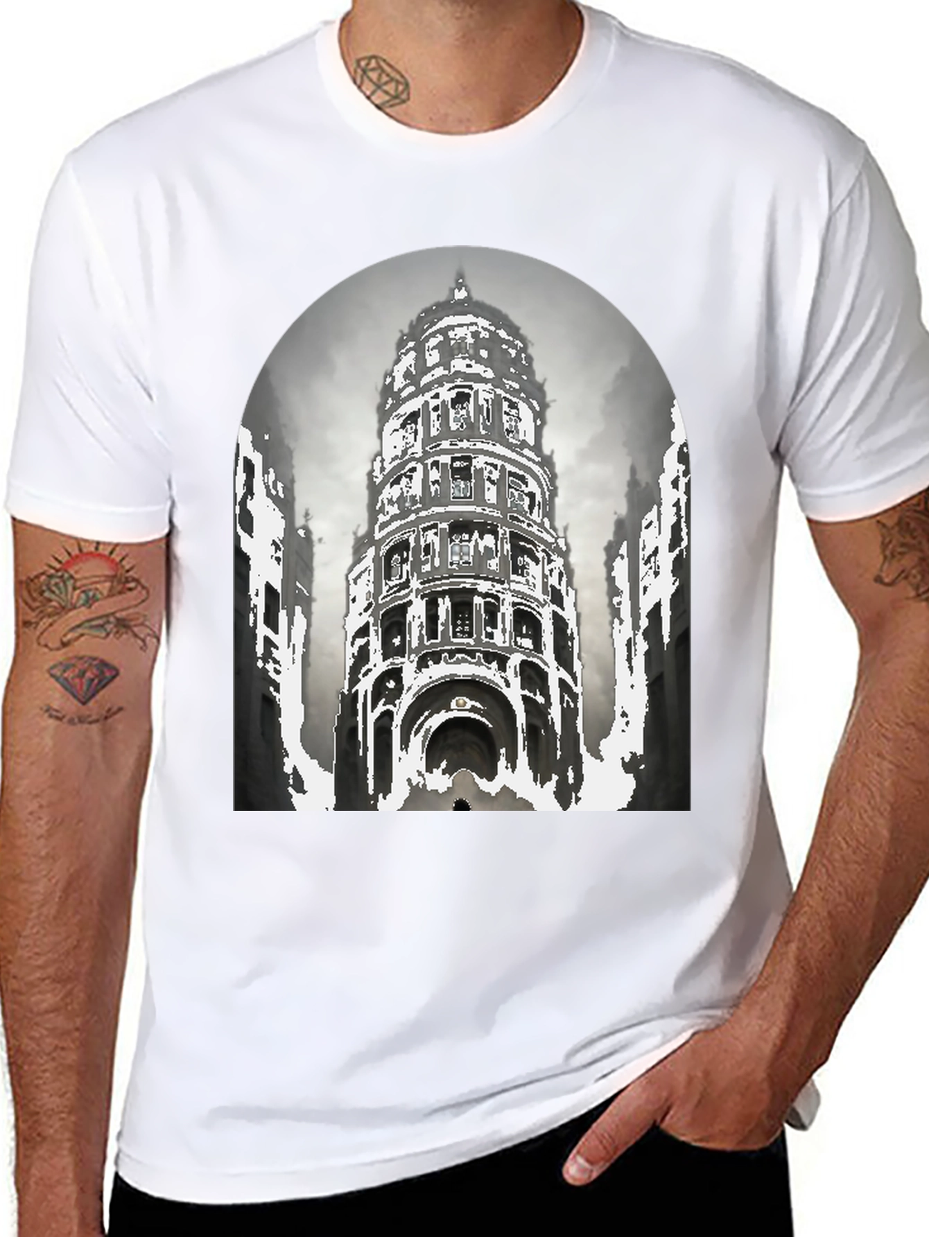 Architectural Graphic Tee - Urban Style Comfortable Fit