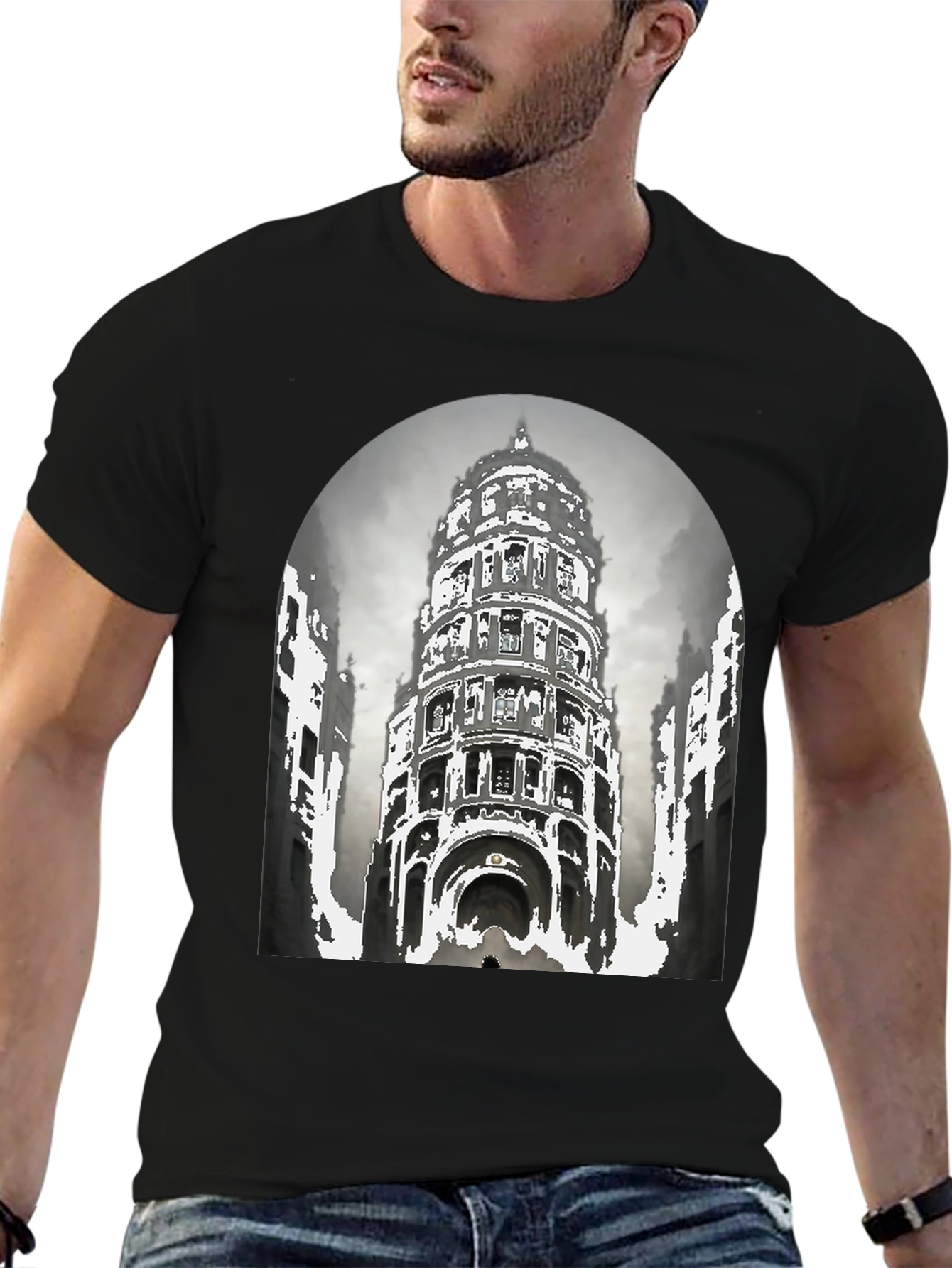 Architectural Graphic Tee - Urban Style Comfortable Fit