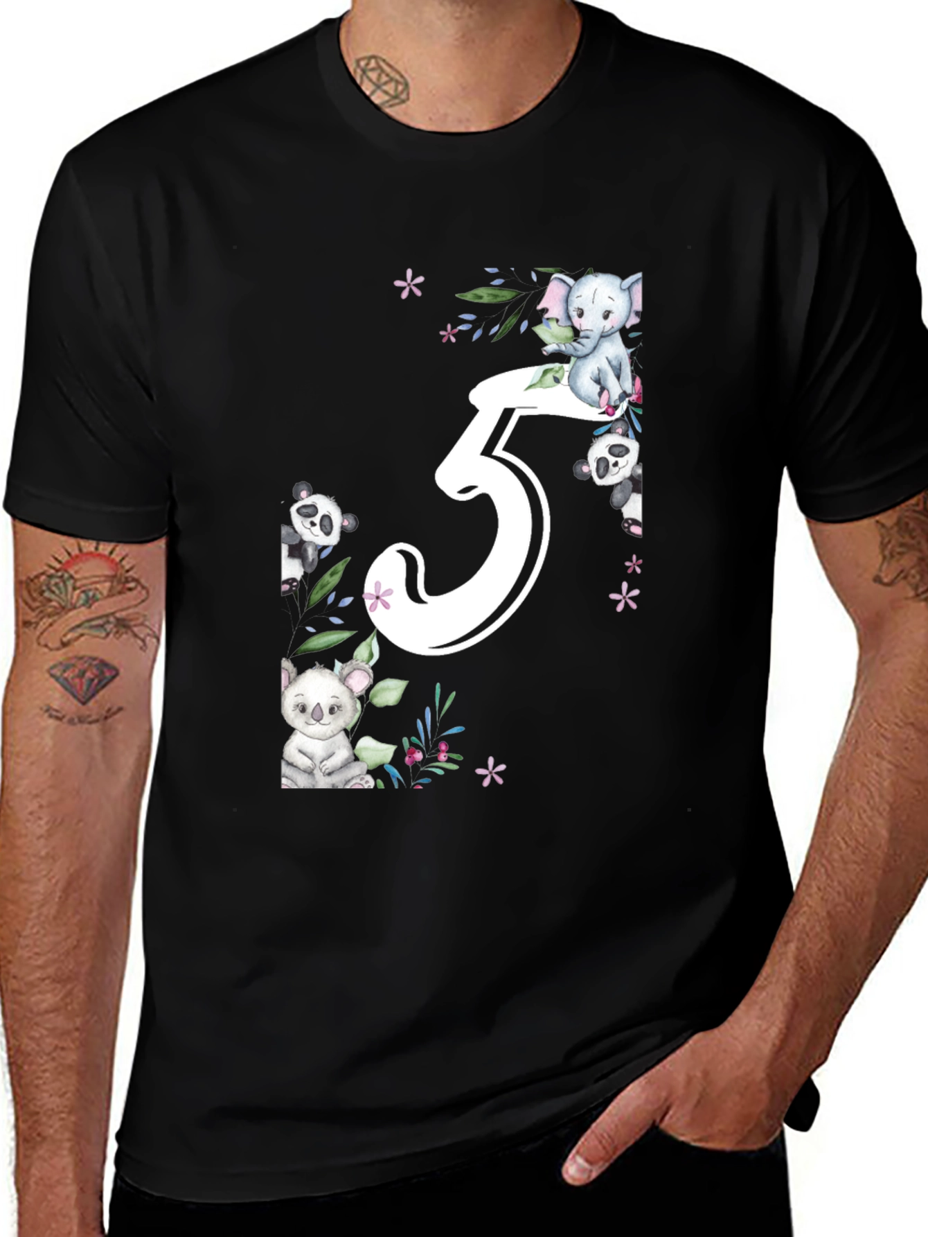 Cute 5th Birthday Animal Theme Kids T-Shirt