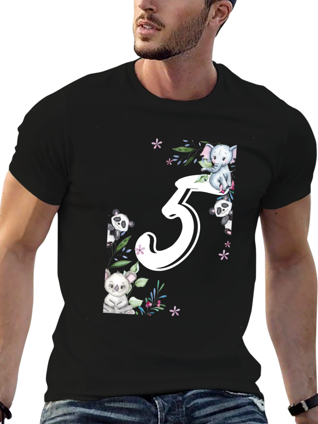 Cute 5th Birthday Animal Theme Kids T-Shirt