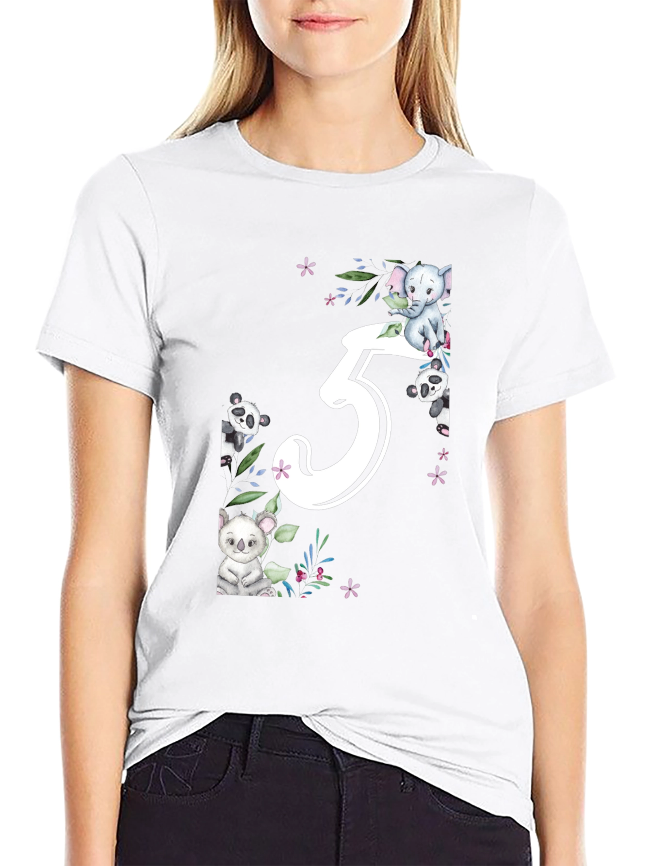 Cute 5th Birthday Animal Theme Kids T-Shirt