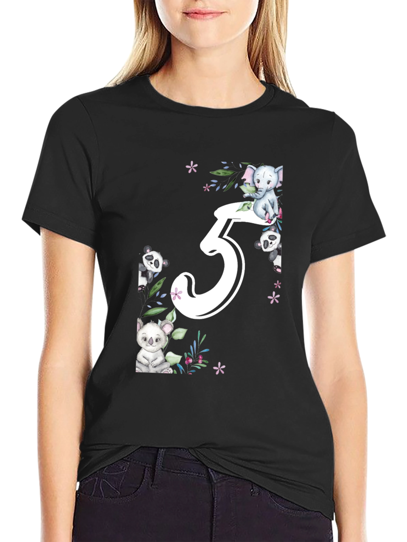 Cute 5th Birthday Animal Theme Kids T-Shirt