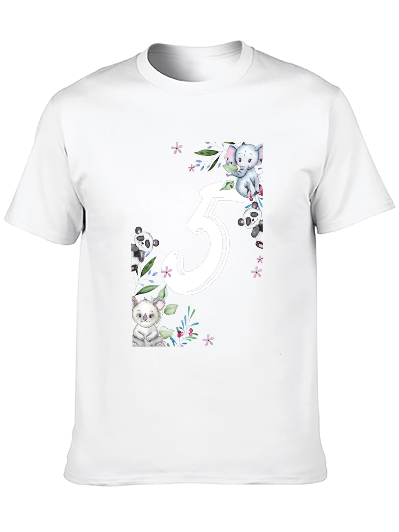 Cute 5th Birthday Animal Theme Kids T-Shirt