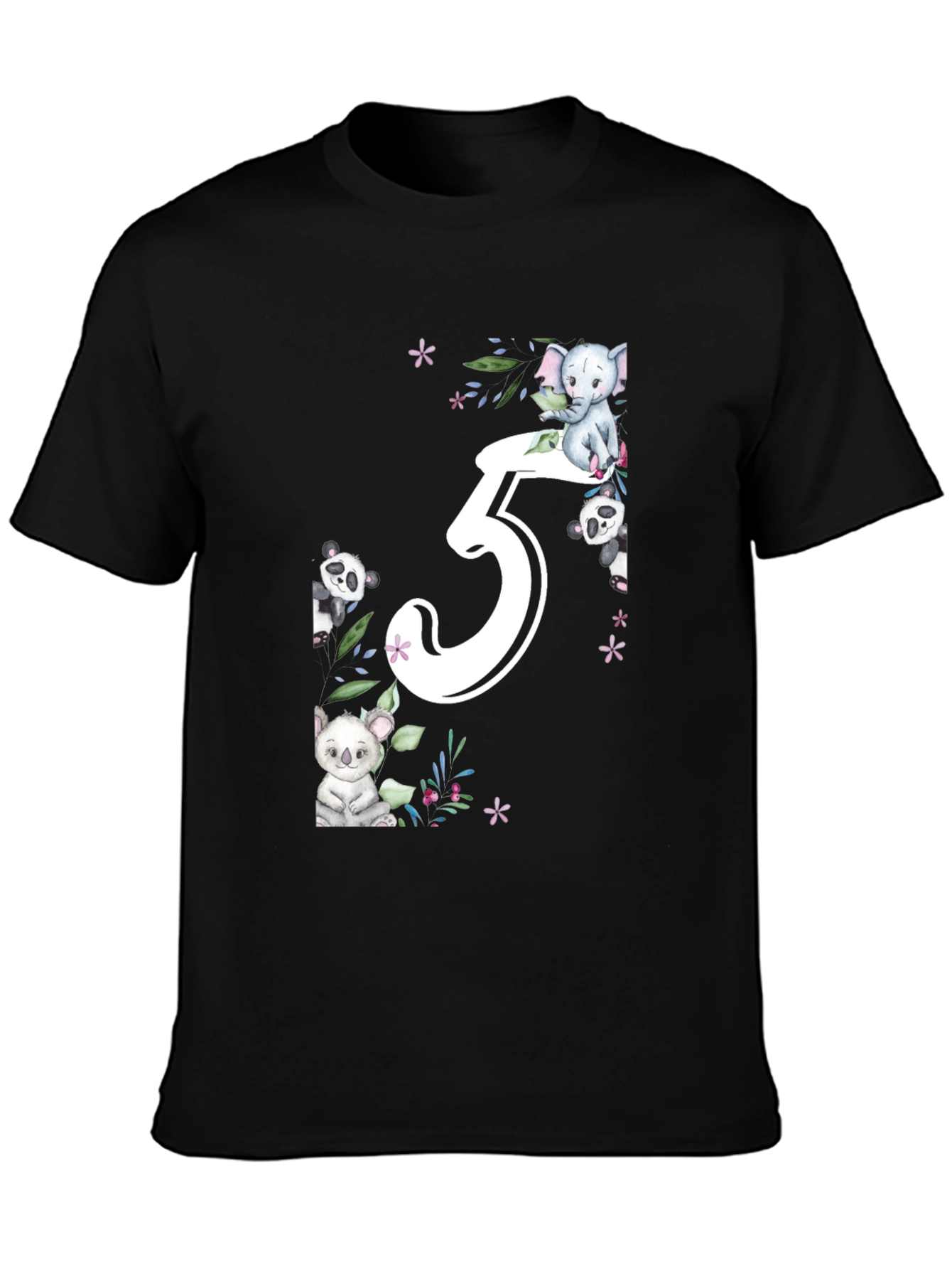 Cute 5th Birthday Animal Theme Kids T-Shirt