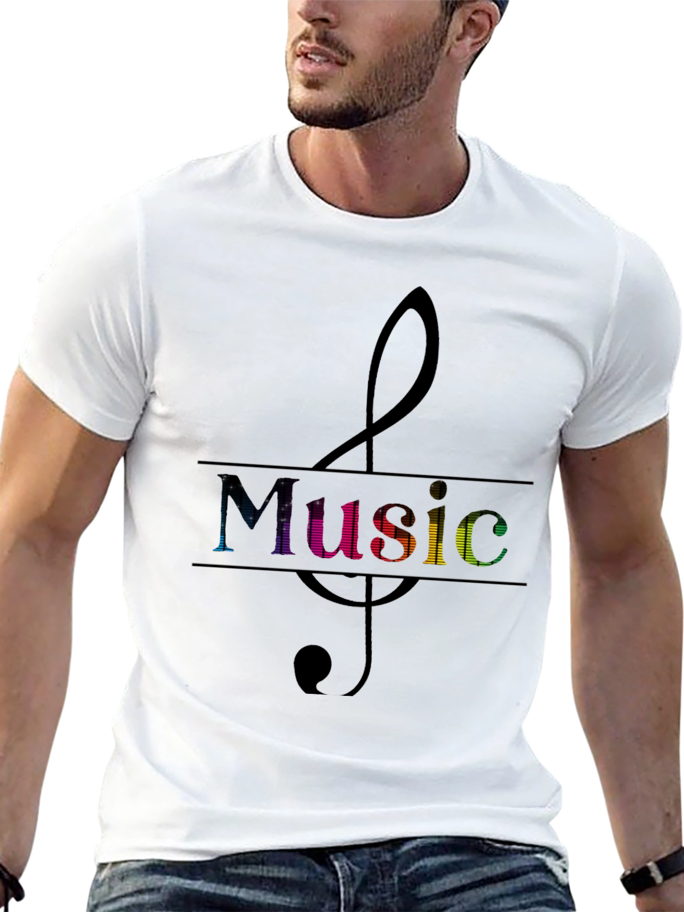 Music Clef Graphic Tee - Mens Black T-Shirt