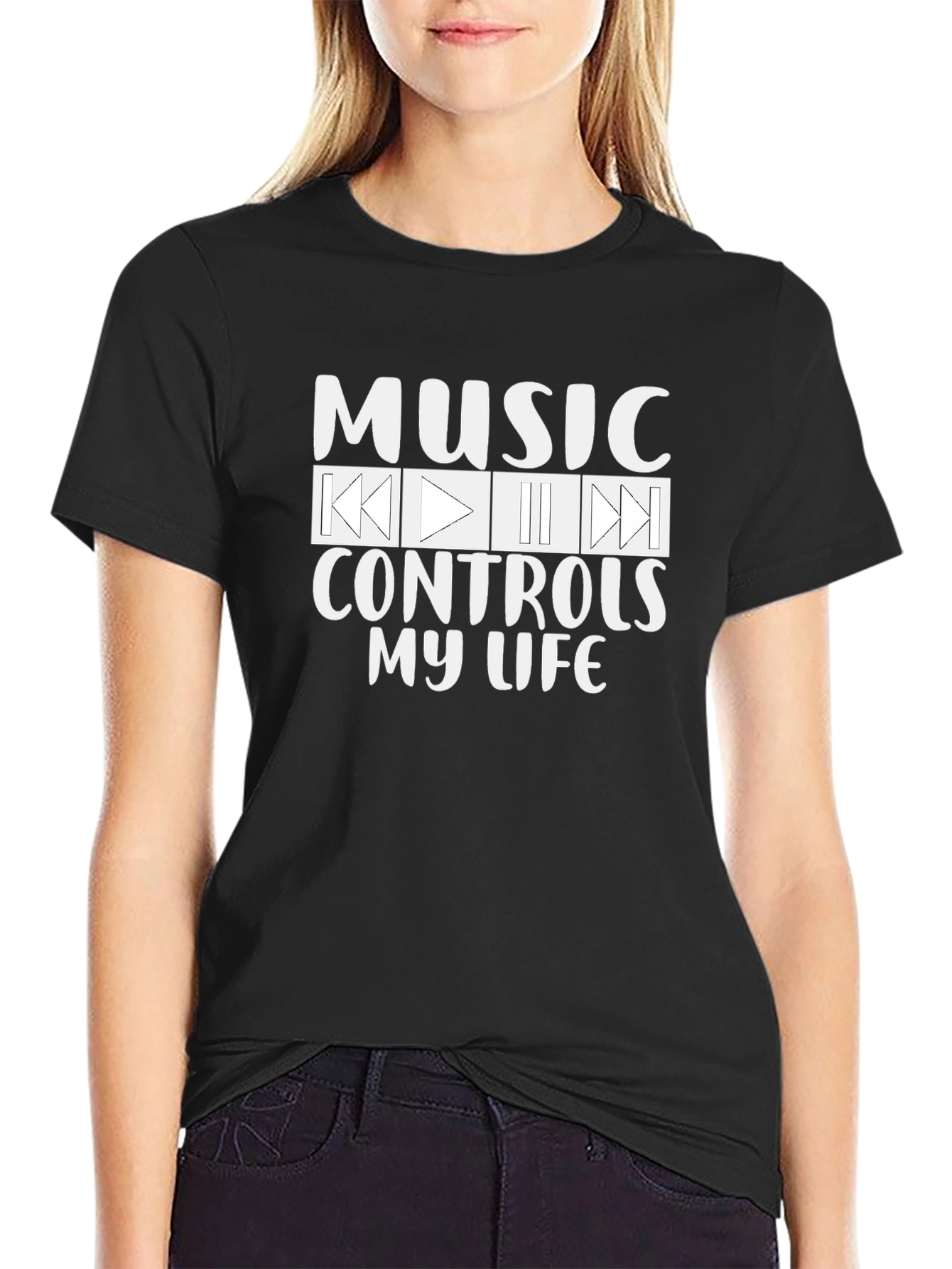 Music Controls My Life Black T-Shirt