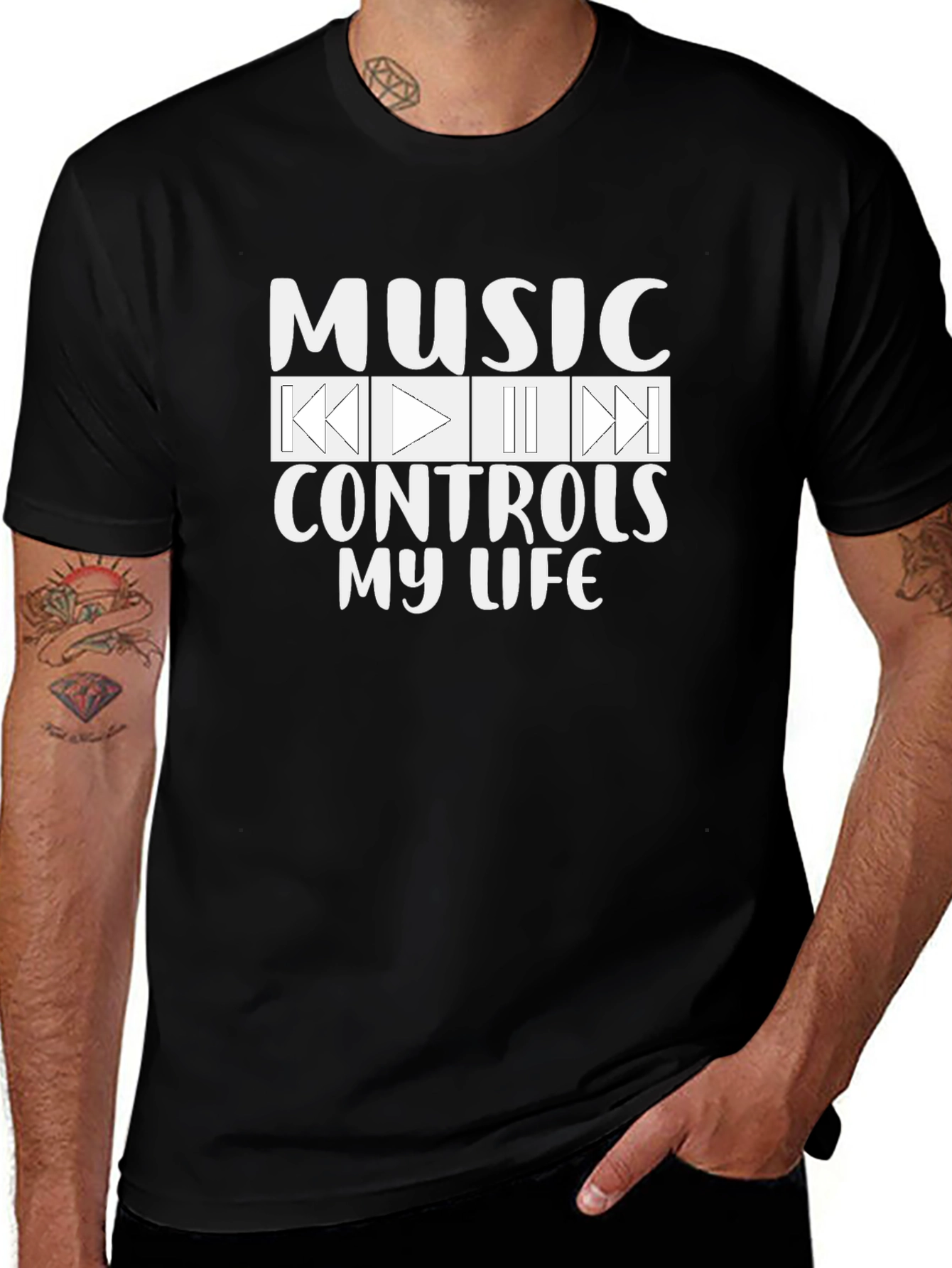 Music Controls My Life Black T-Shirt