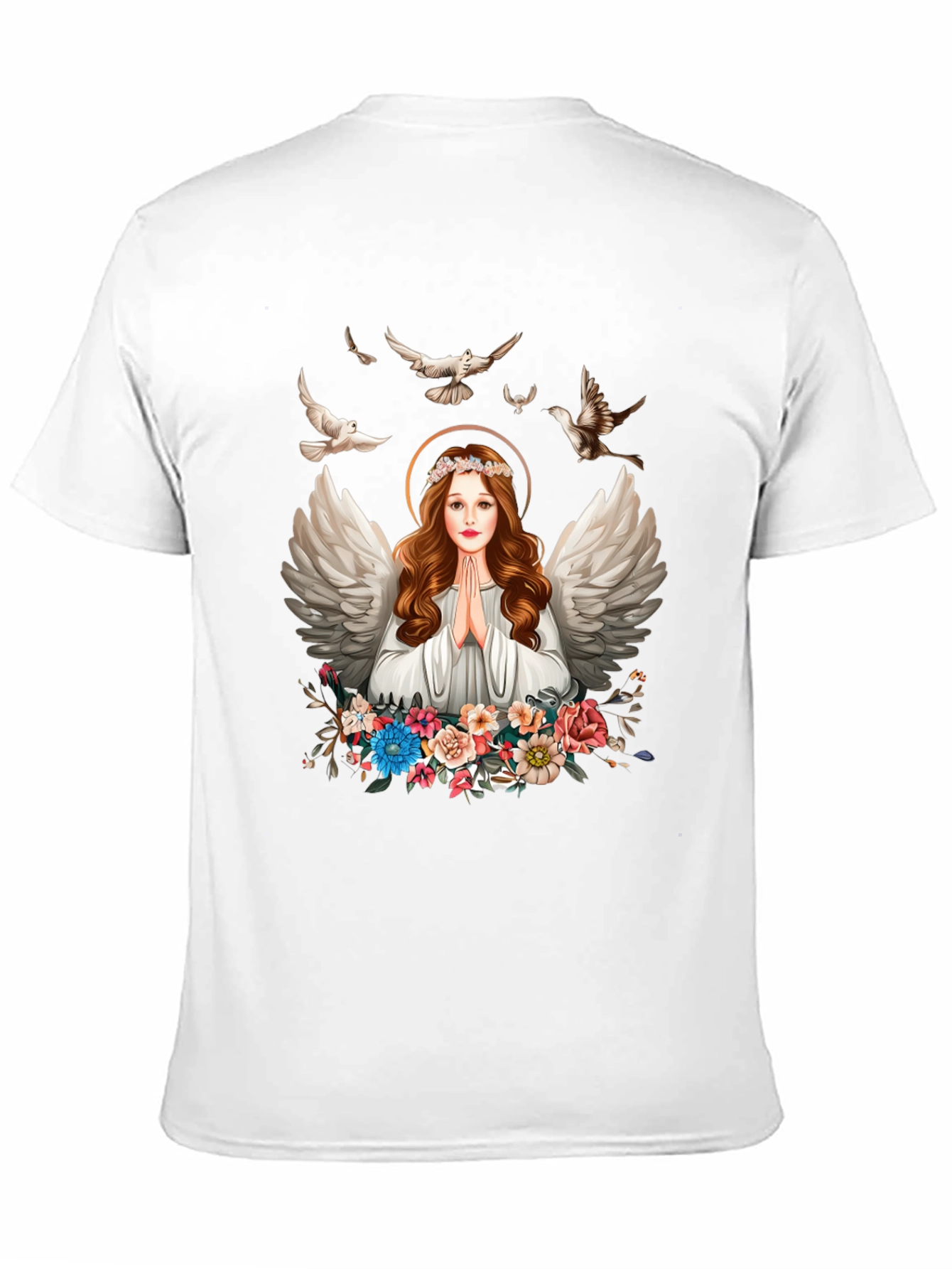Angel Wings Floral Black T-Shirt