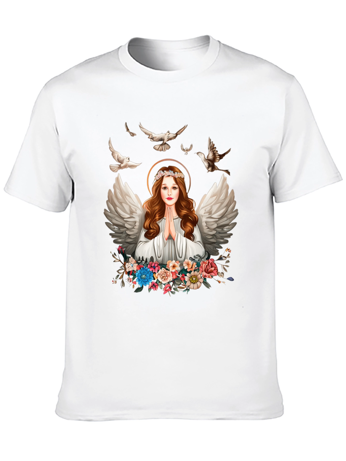 Angel Wings Floral Black T-Shirt