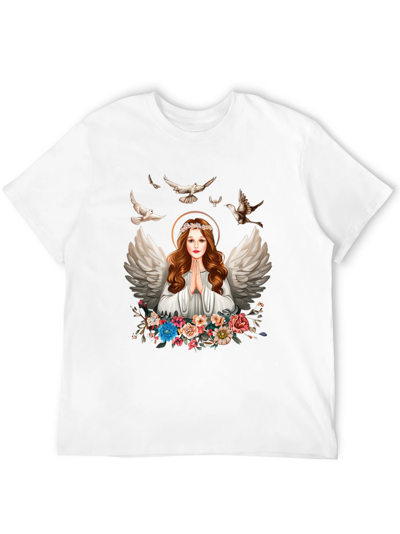 Angel Wings Floral Black T-Shirt