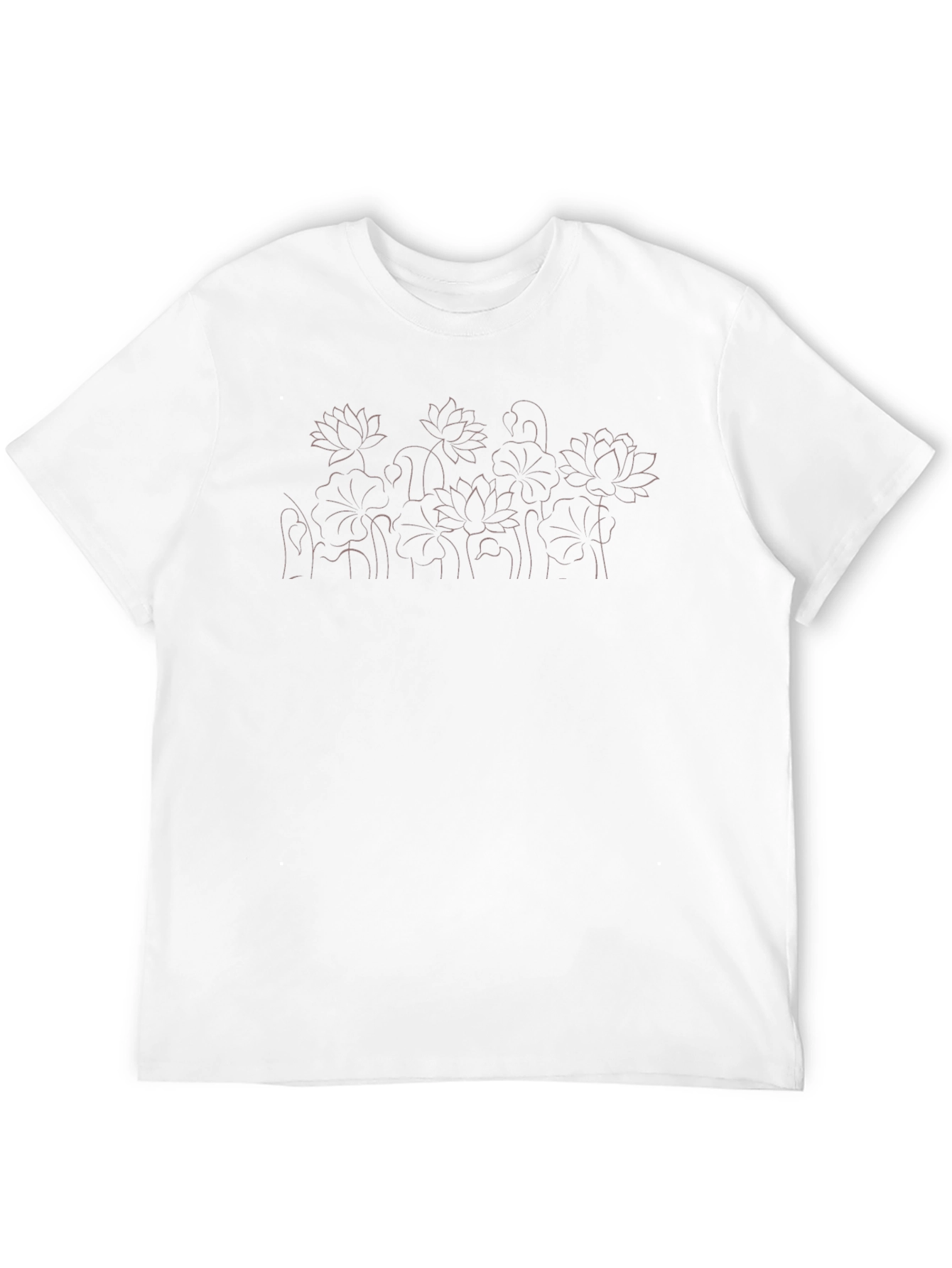 Floral Line Art Black T-Shirt