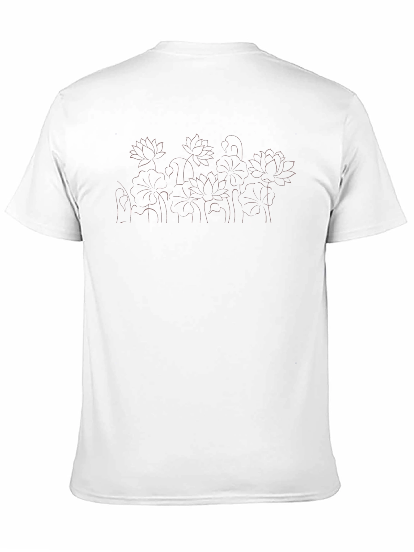 Floral Line Art Black T-Shirt