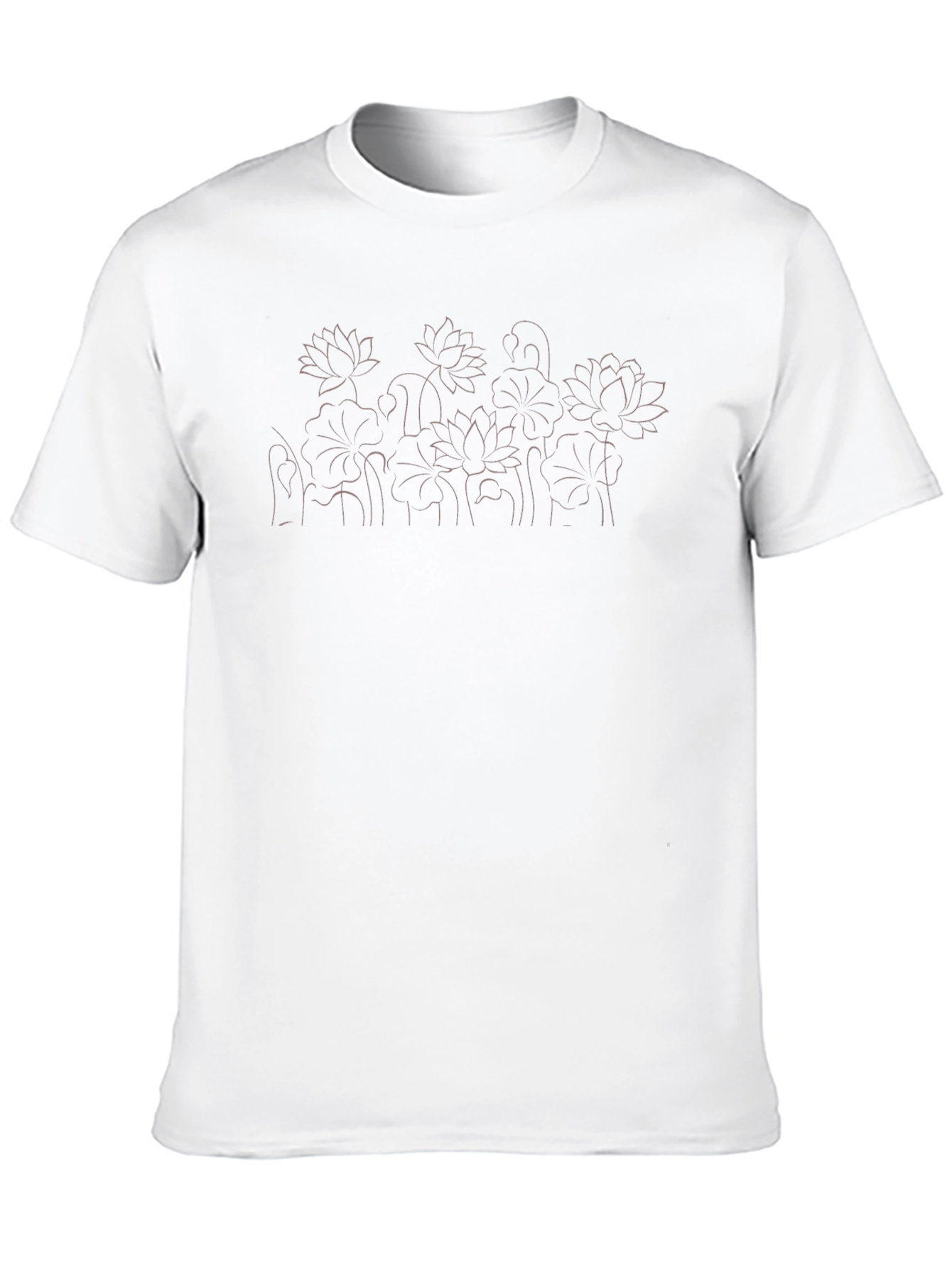 Floral Line Art Black T-Shirt
