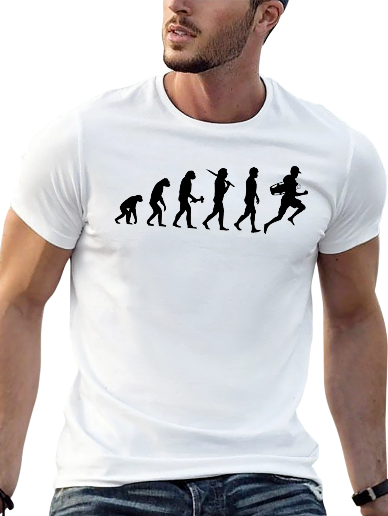 Evolution of Football Player Black T-Shirt
