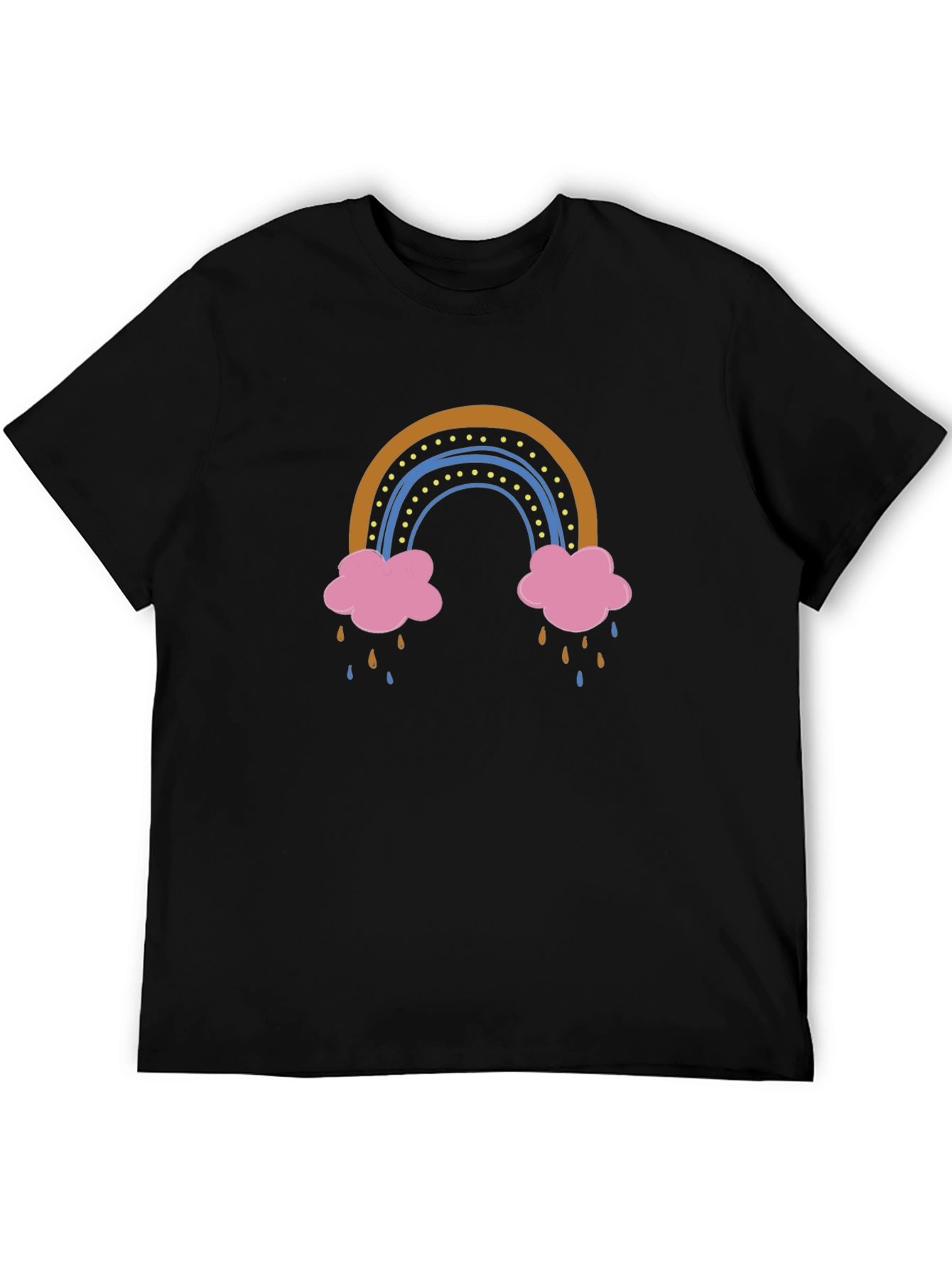 Rainbow Cloud Graphic Print Mens Black T-Shirt
