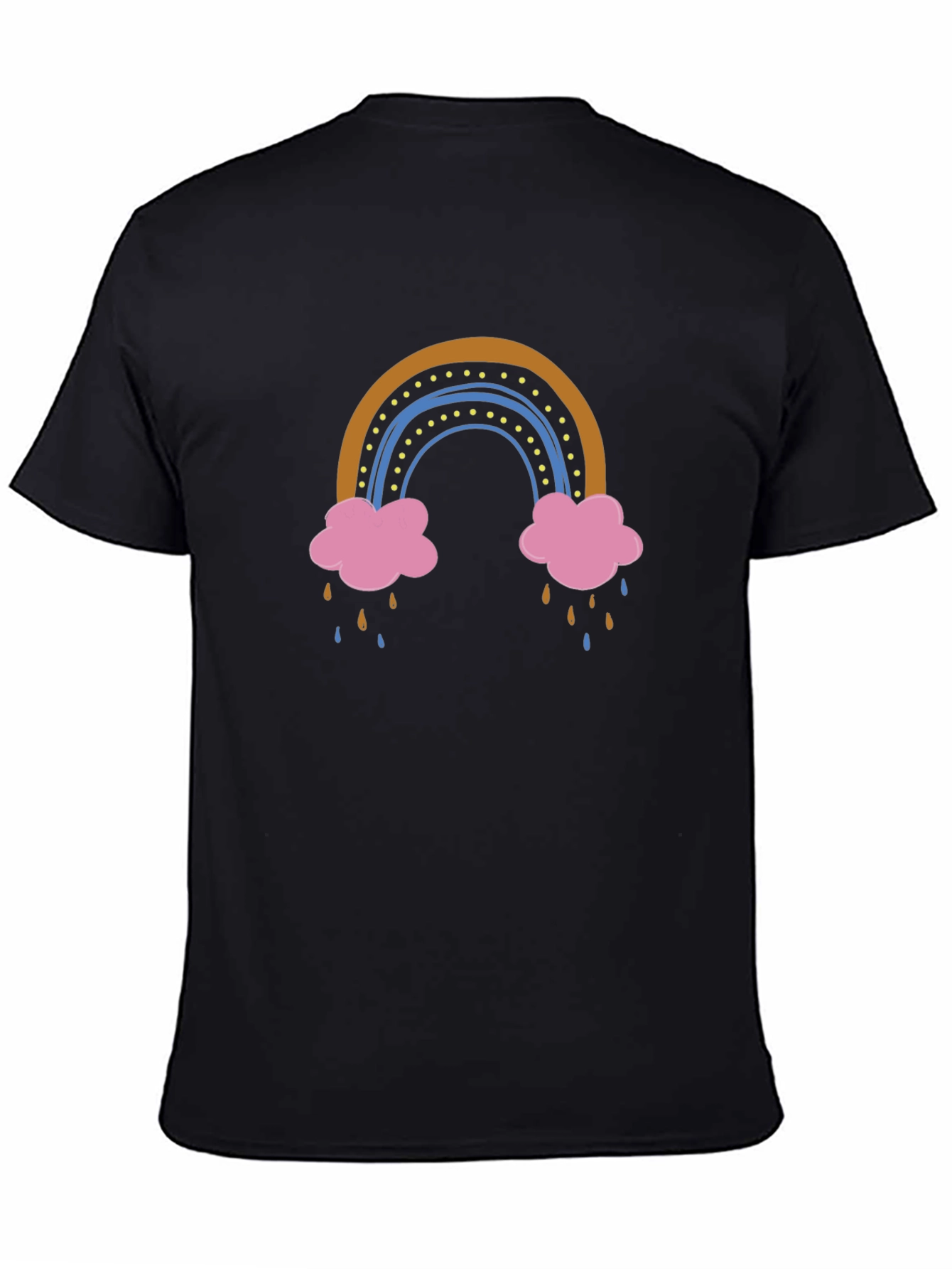 Rainbow Cloud Graphic Print Mens Black T-Shirt