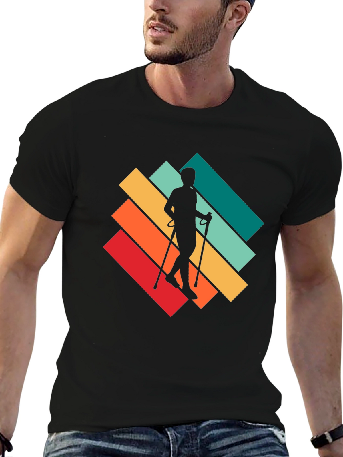 Retro Hiker T-Shirt - Walking Silhouette Design