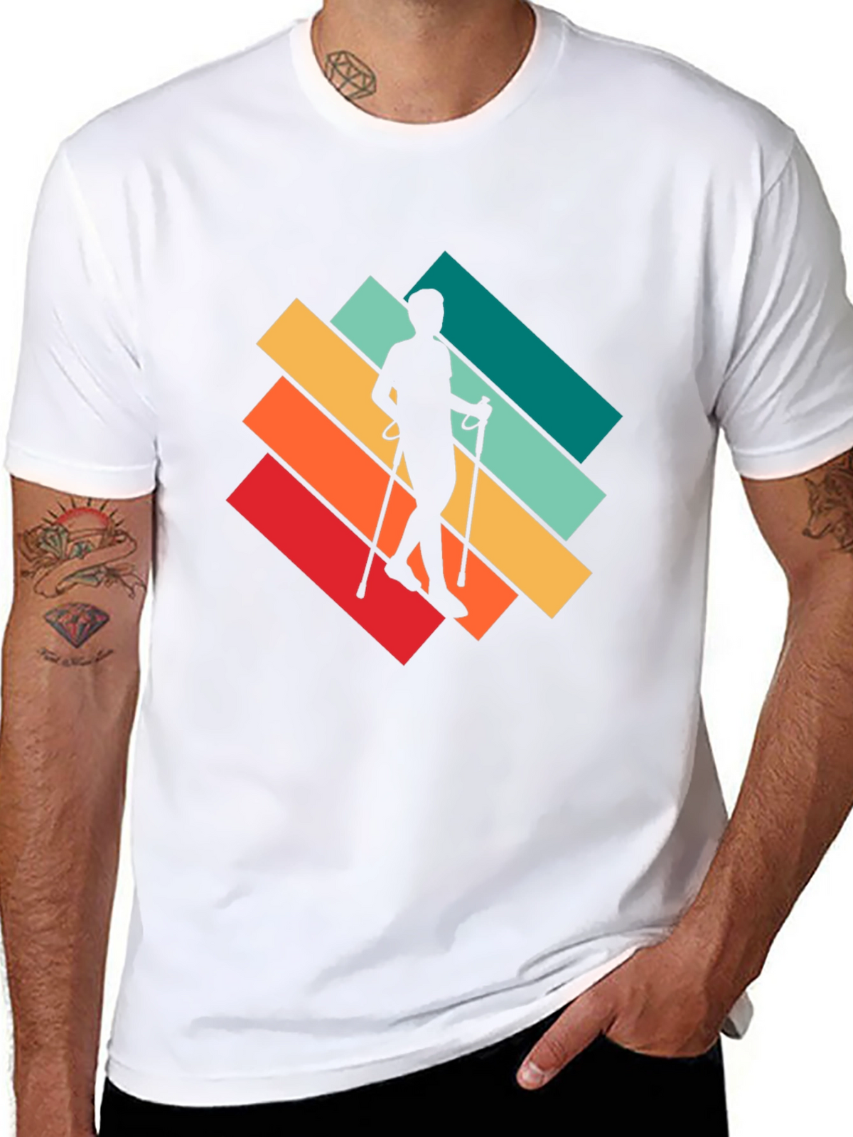 Retro Hiker T-Shirt - Walking Silhouette Design