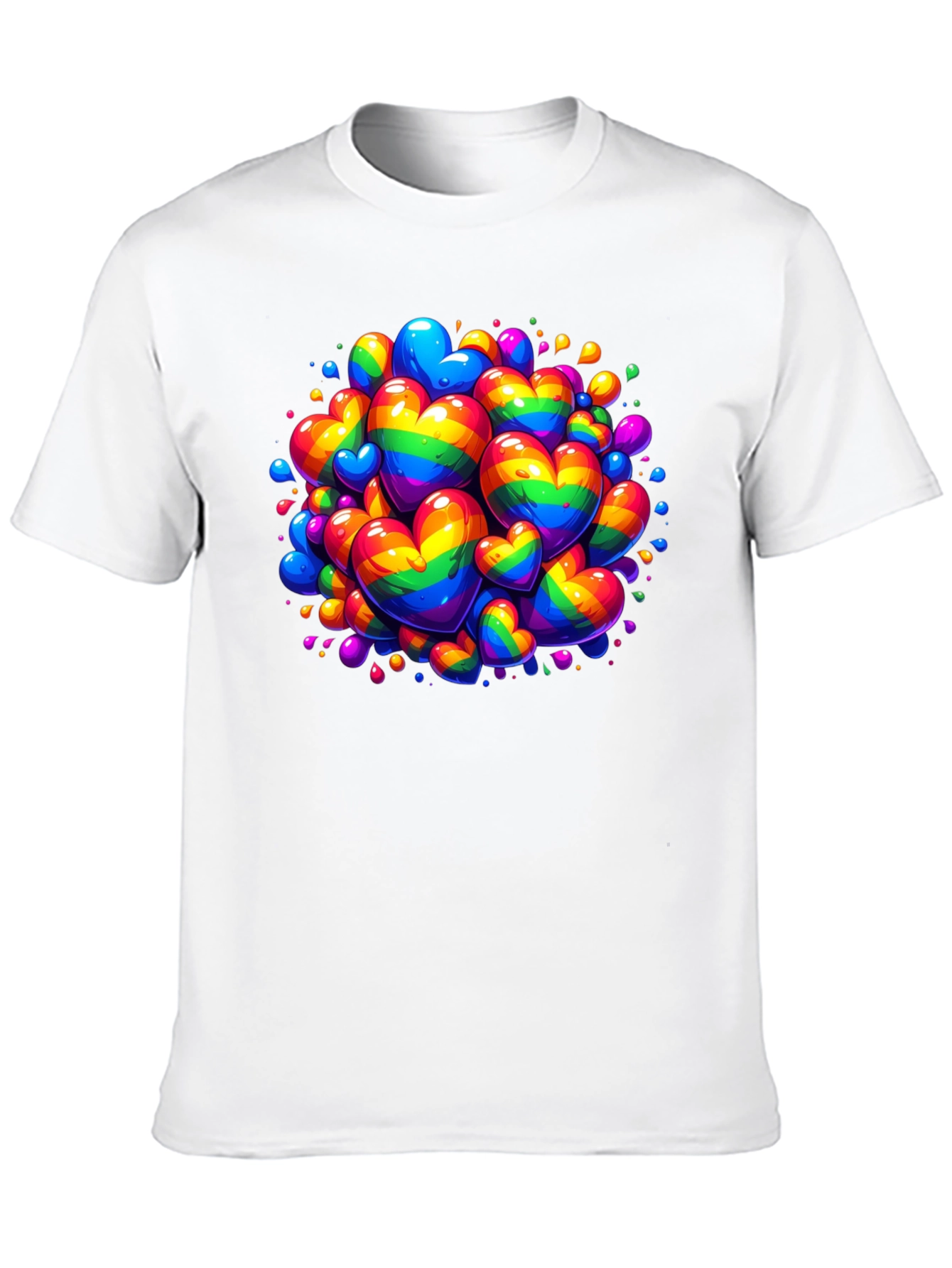 Rainbow Hearts Graphic Tee - Pride Month Apparel