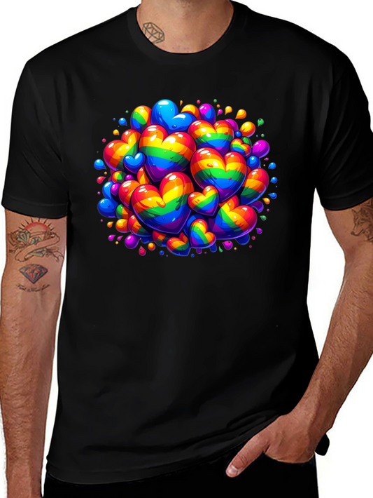 Rainbow Hearts Graphic Tee - Pride Month Apparel