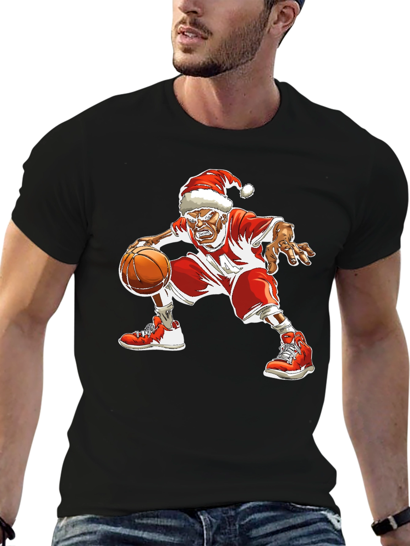 Santa Basketball Graphic T-Shirt
