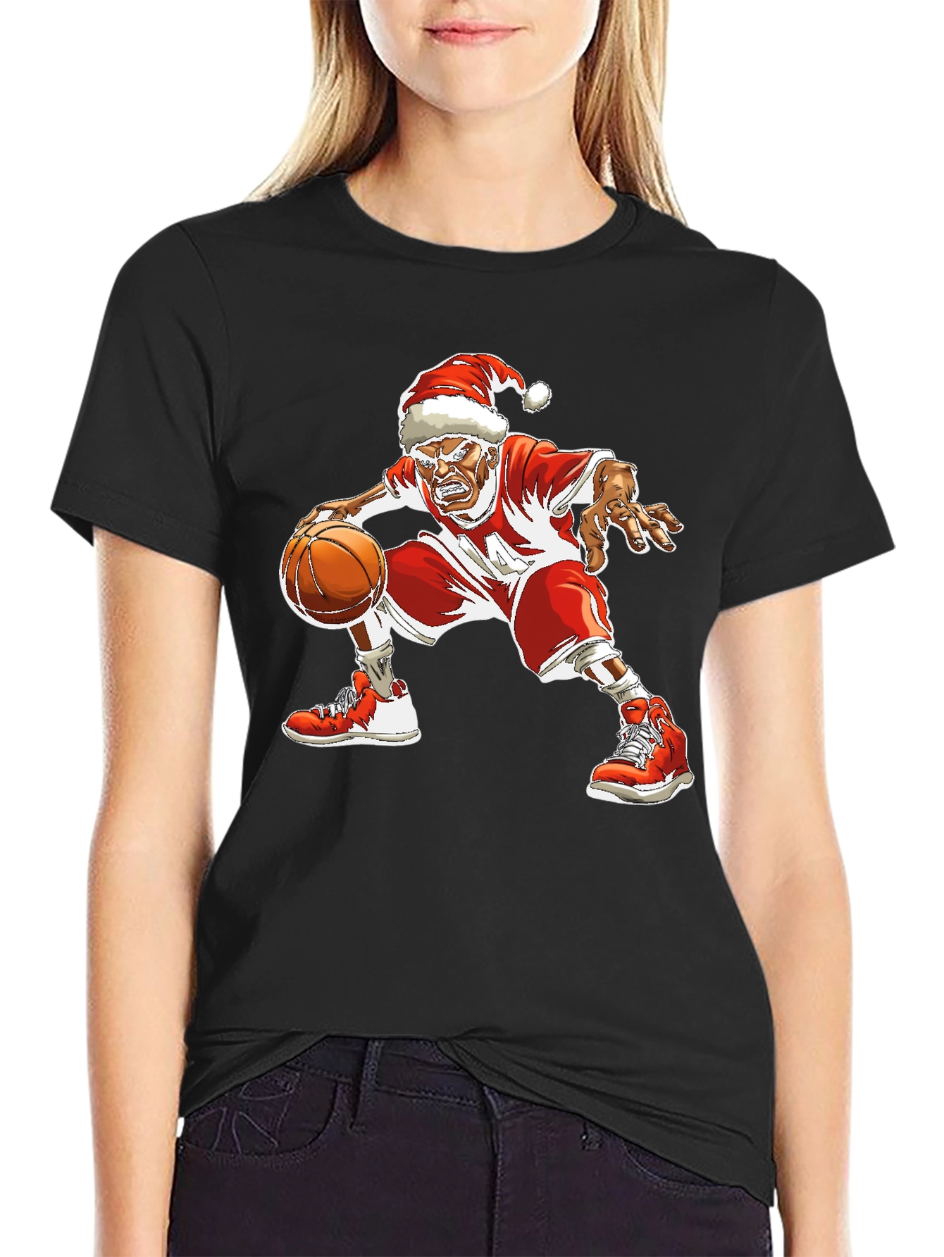 Santa Basketball Graphic T-Shirt