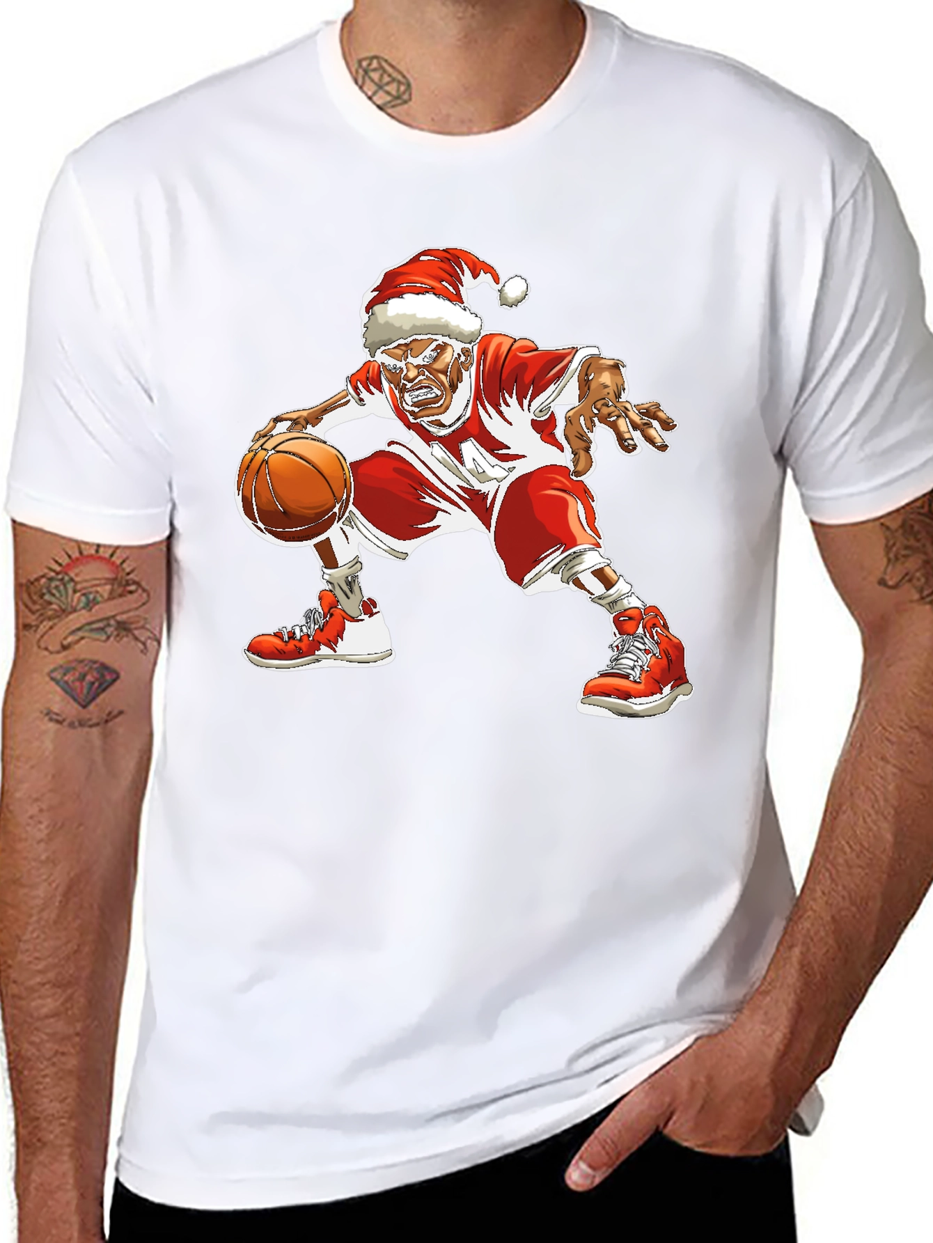 Santa Basketball Graphic T-Shirt