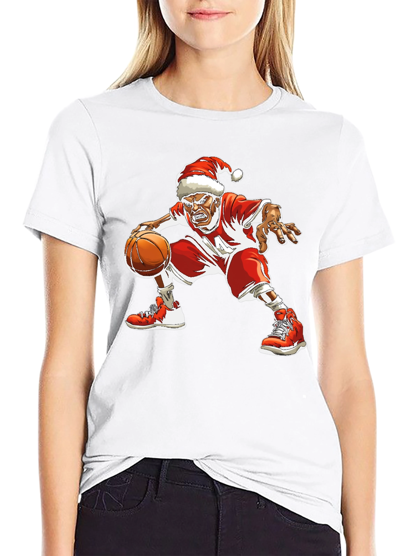 Santa Basketball Graphic T-Shirt