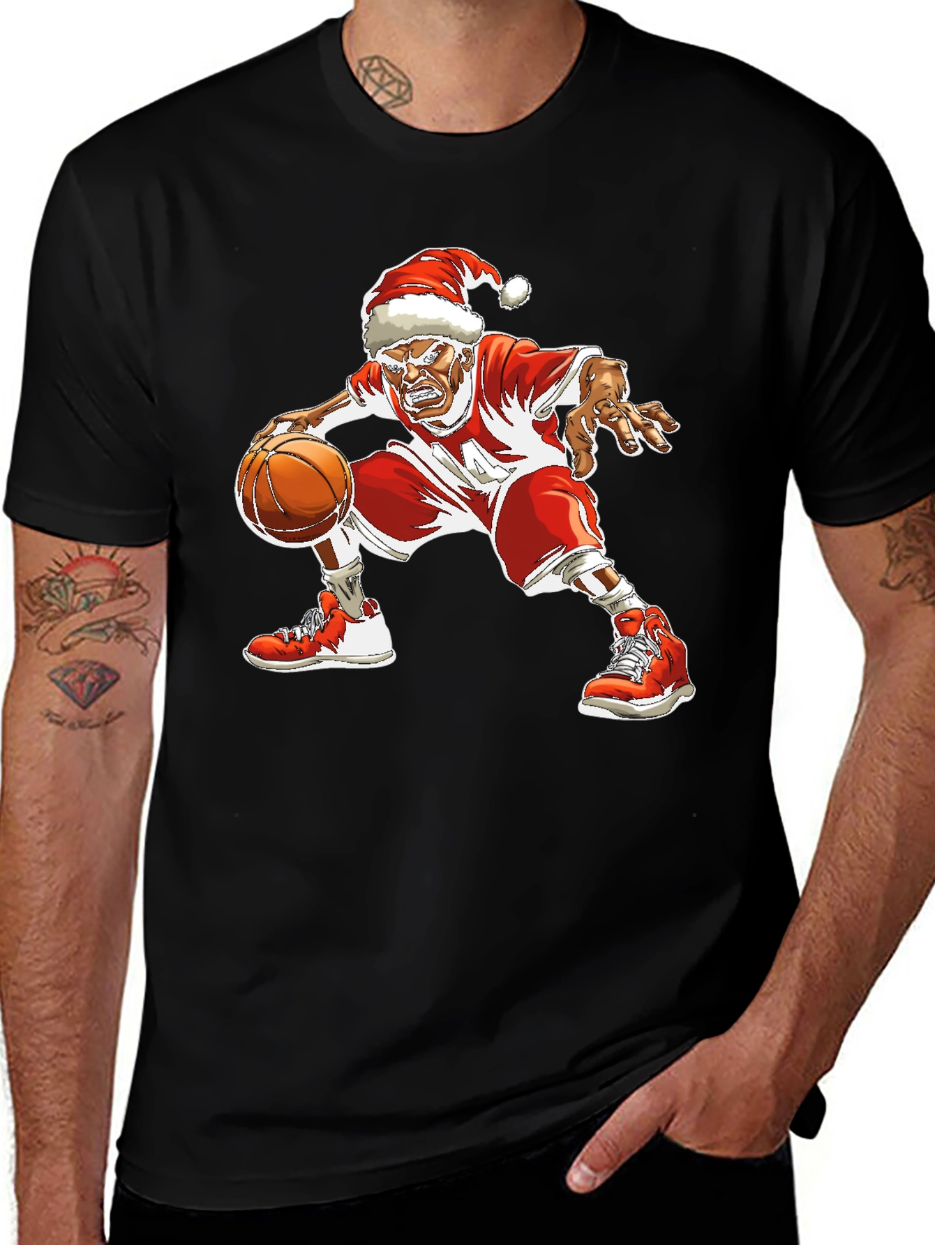 Santa Basketball Graphic T-Shirt