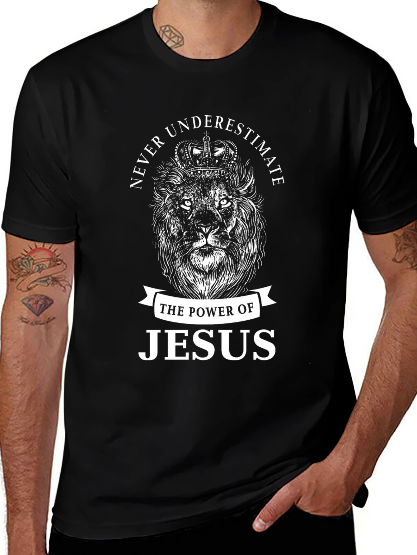 Never Underestimate Jesus Lion Graphic Tee
